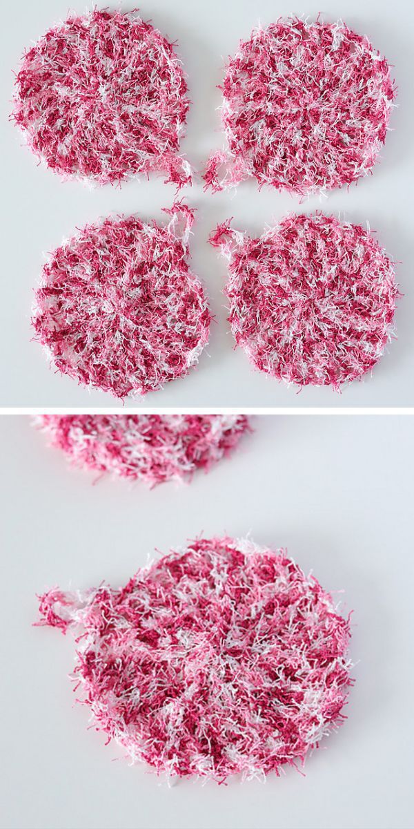 pink crochet kitchen scrubbies