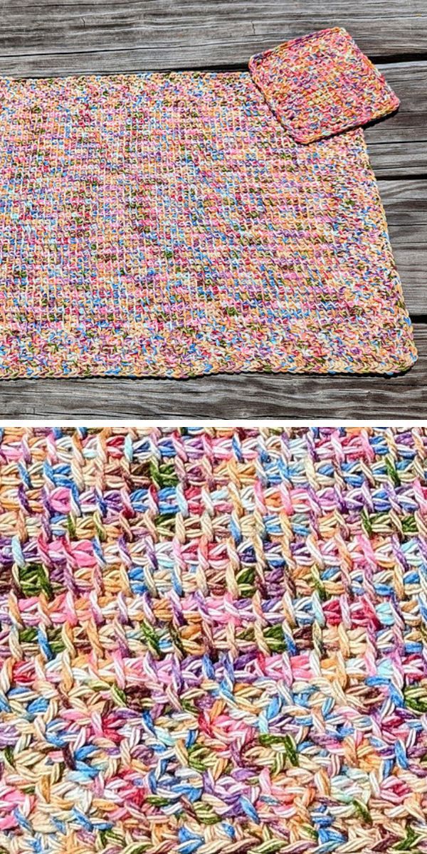 a beautiful multicolored crochet placemat