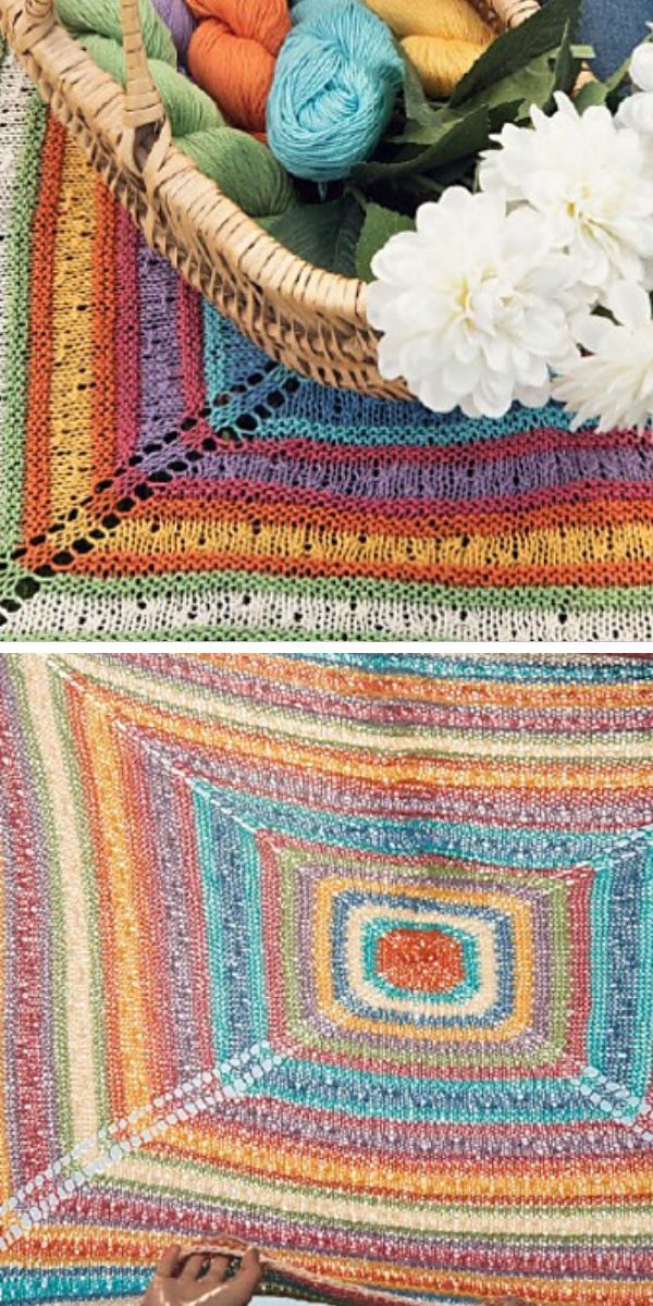 a lace colorful knitted blanket 