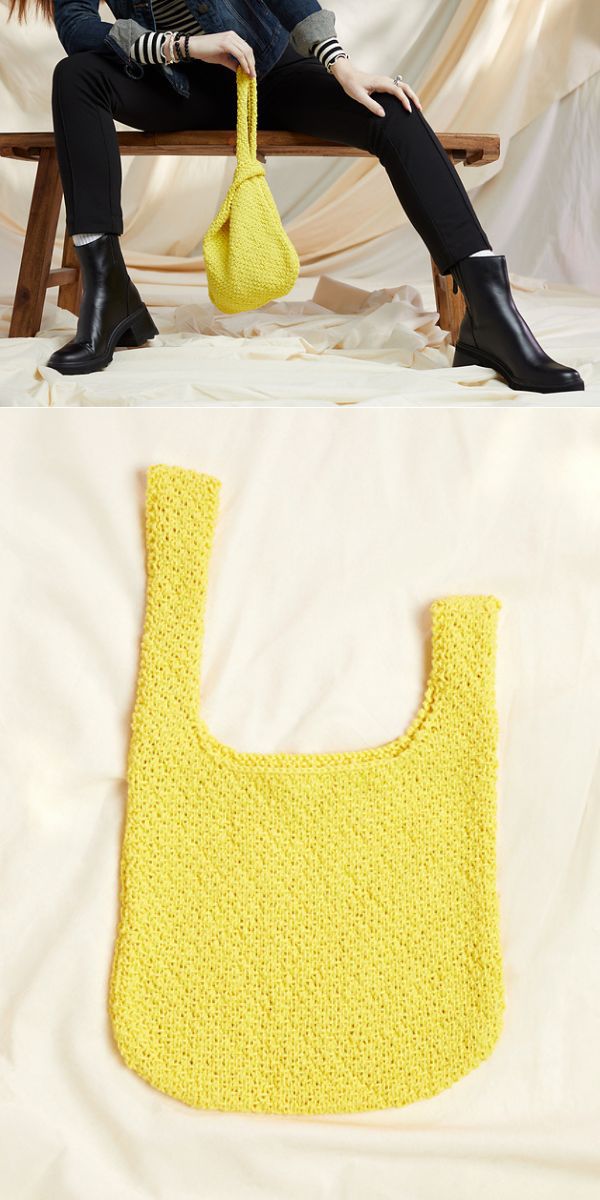 a yellow small knitted bag