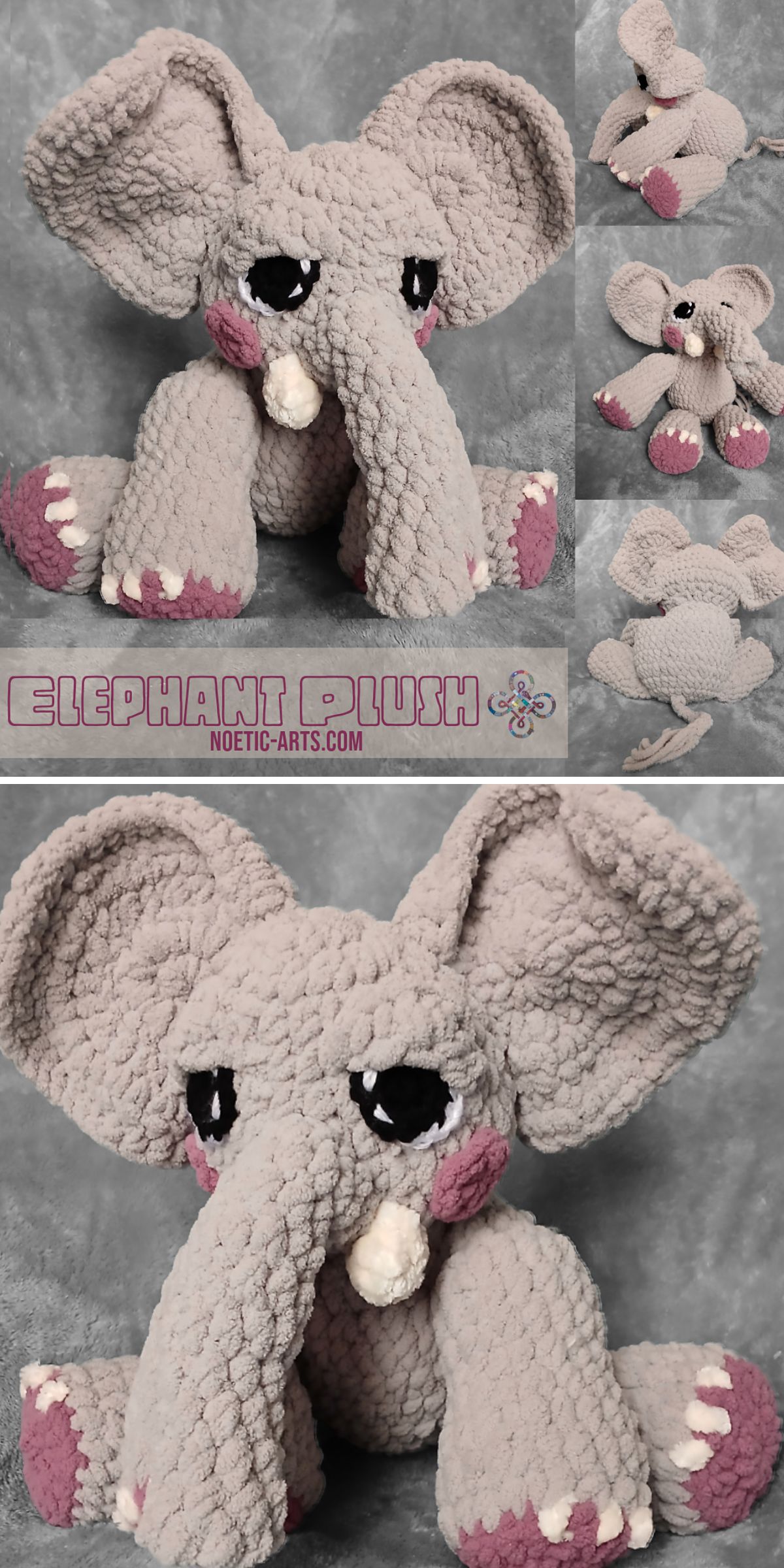 a big crochet elephant made in chunky yarn