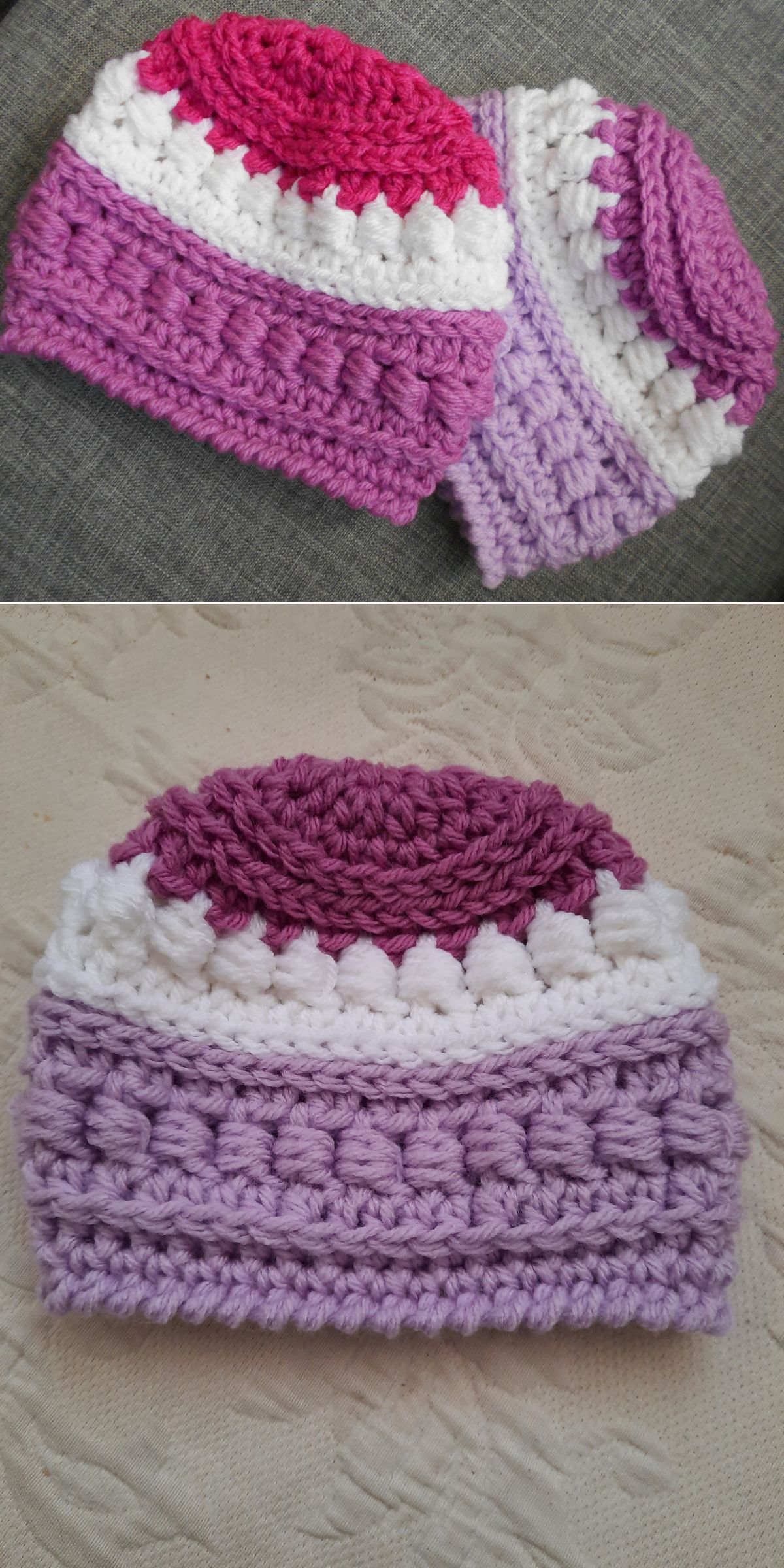a colorful crochet baby hat 