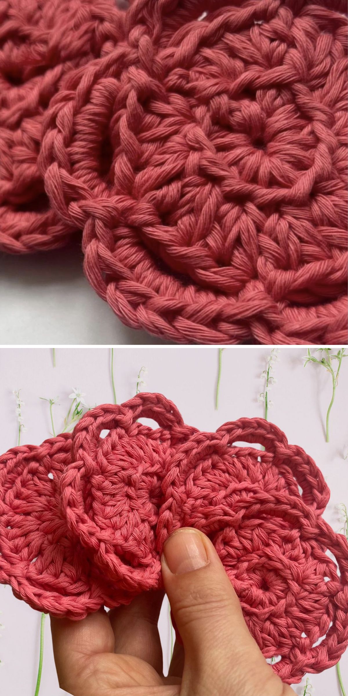 flower-shaped crochet scrubbers
