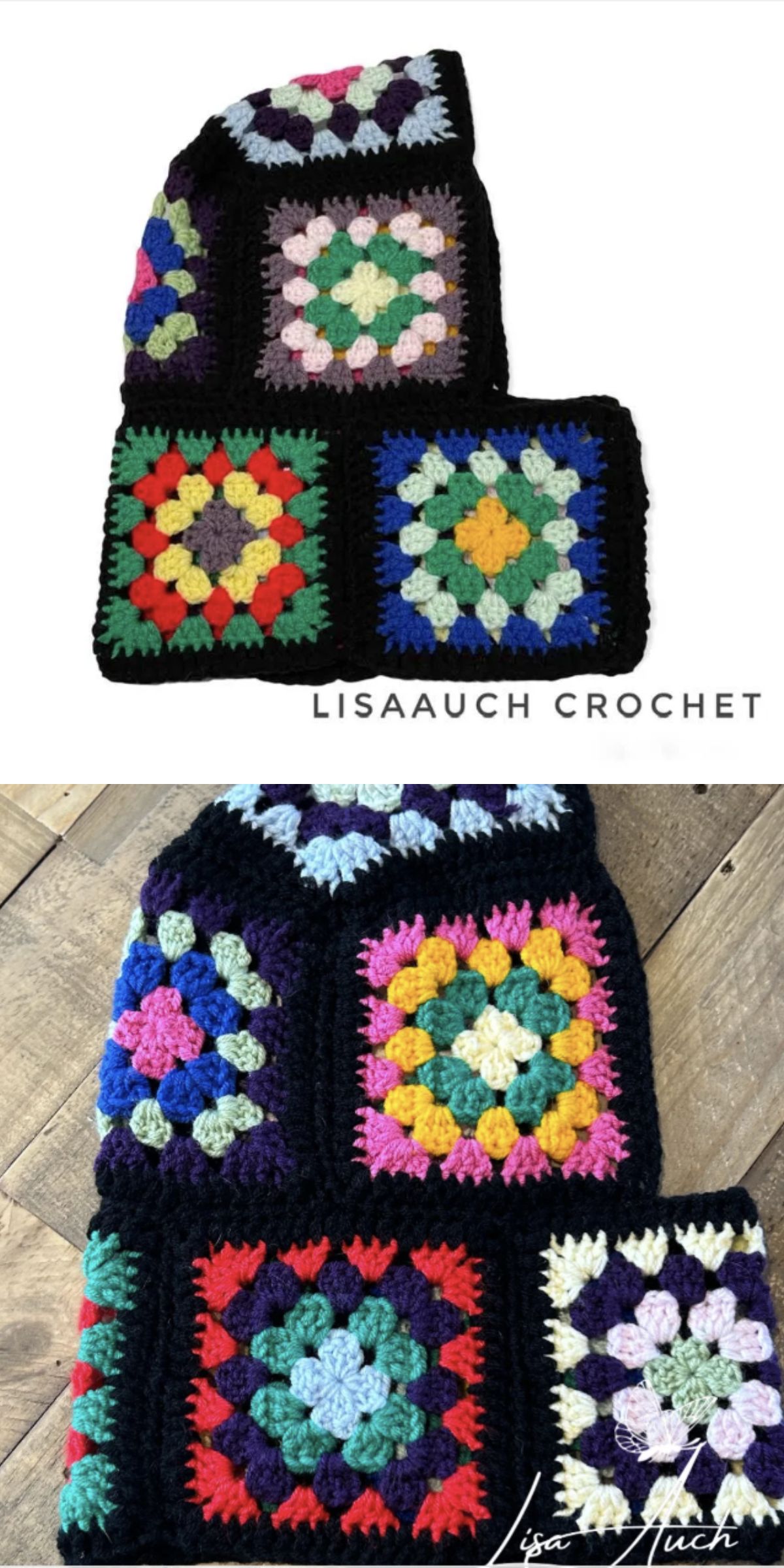 crochet balaclava made of granny squares