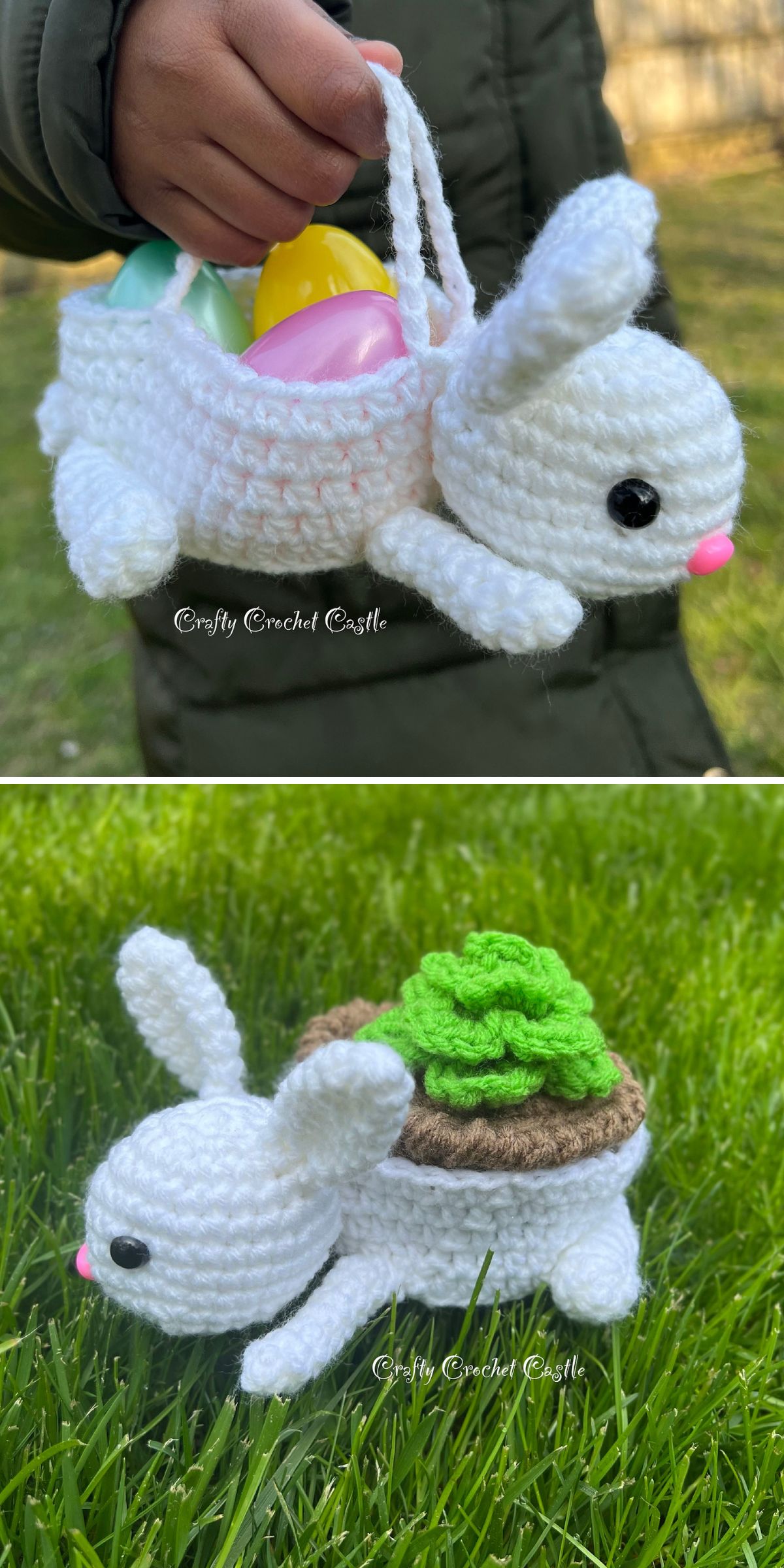 a crochet bunny container