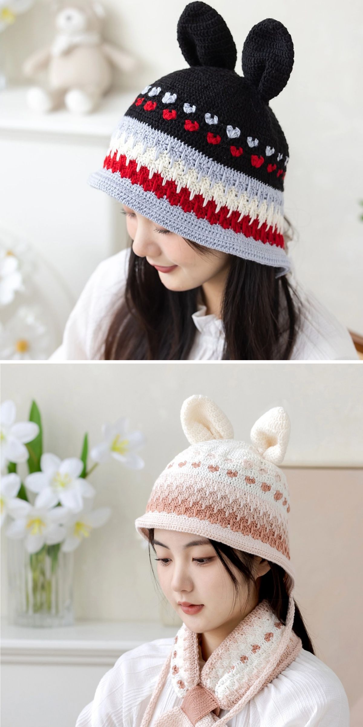 crochet hat with bunny ears