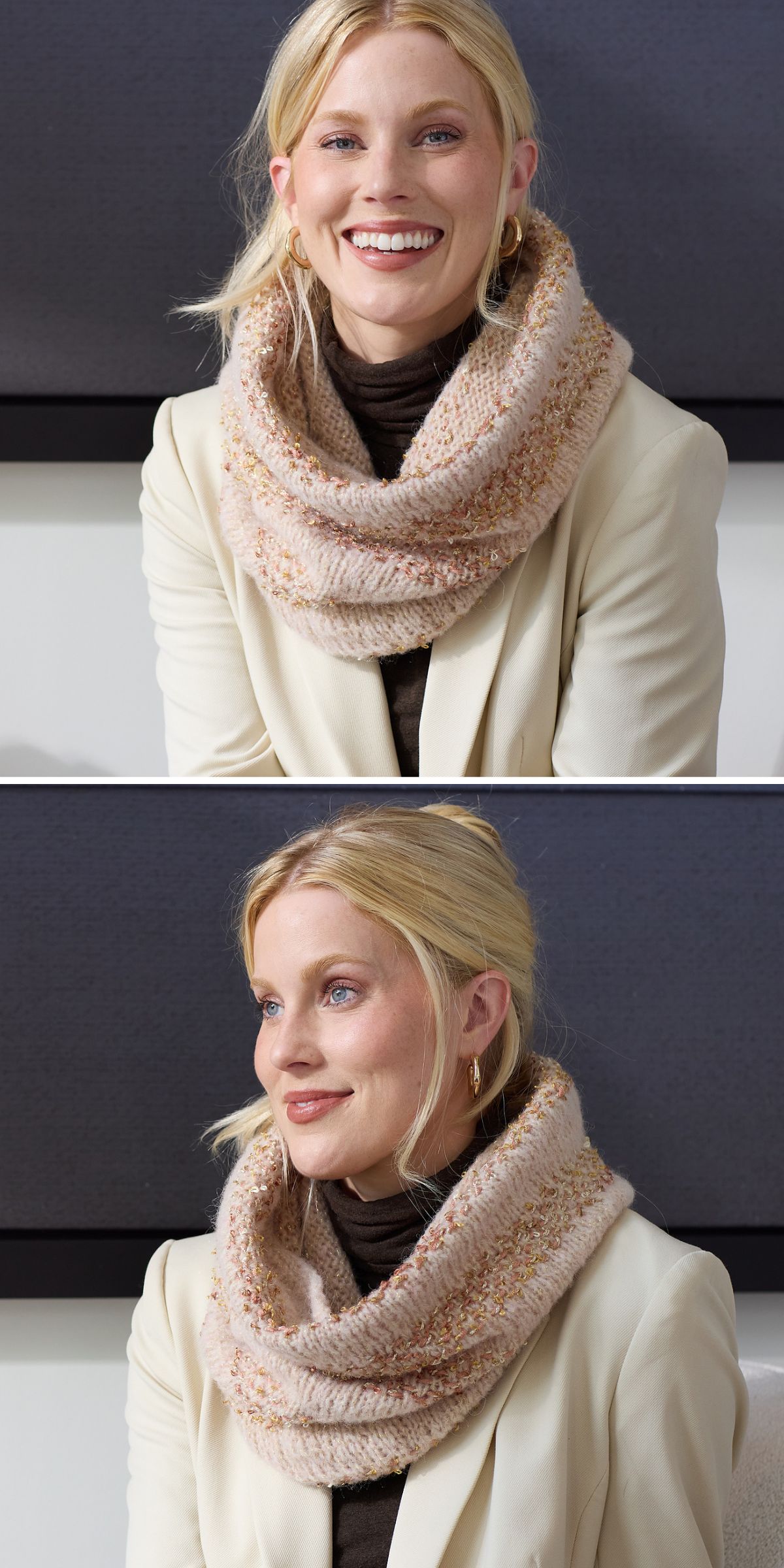 a stylish knitted cowl