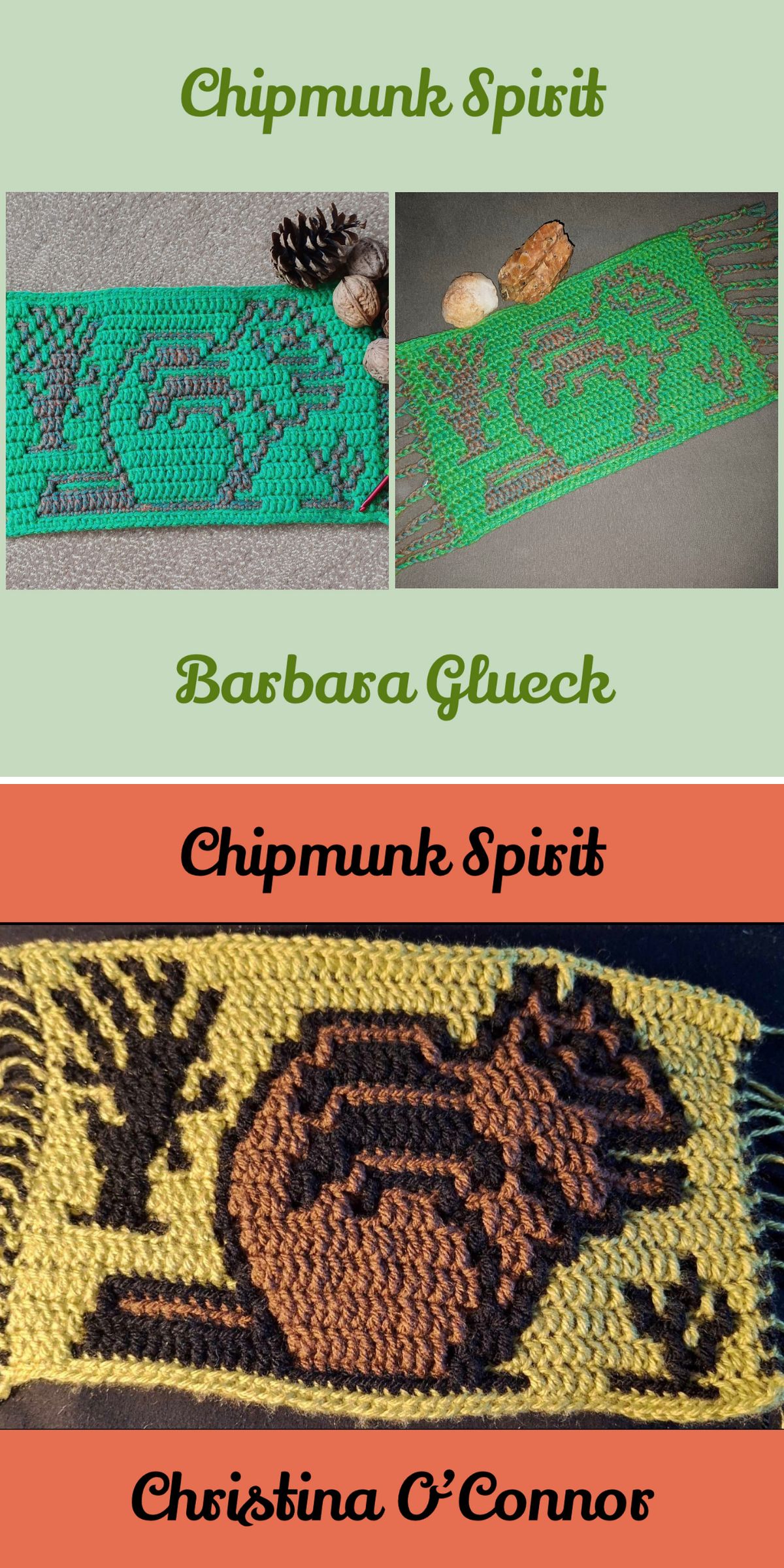 an afghan block with a chipmunk design