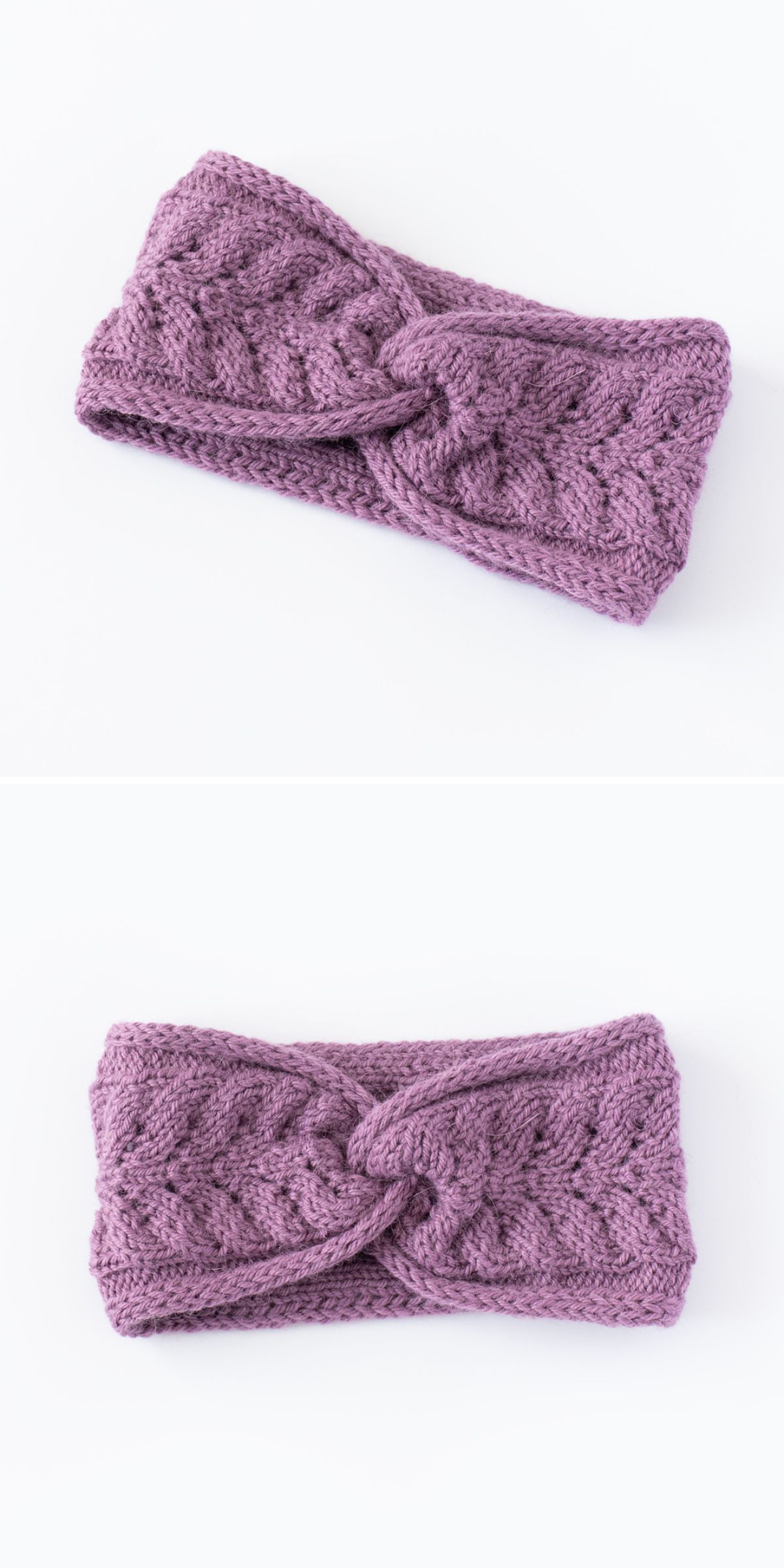 knitted headband in purple