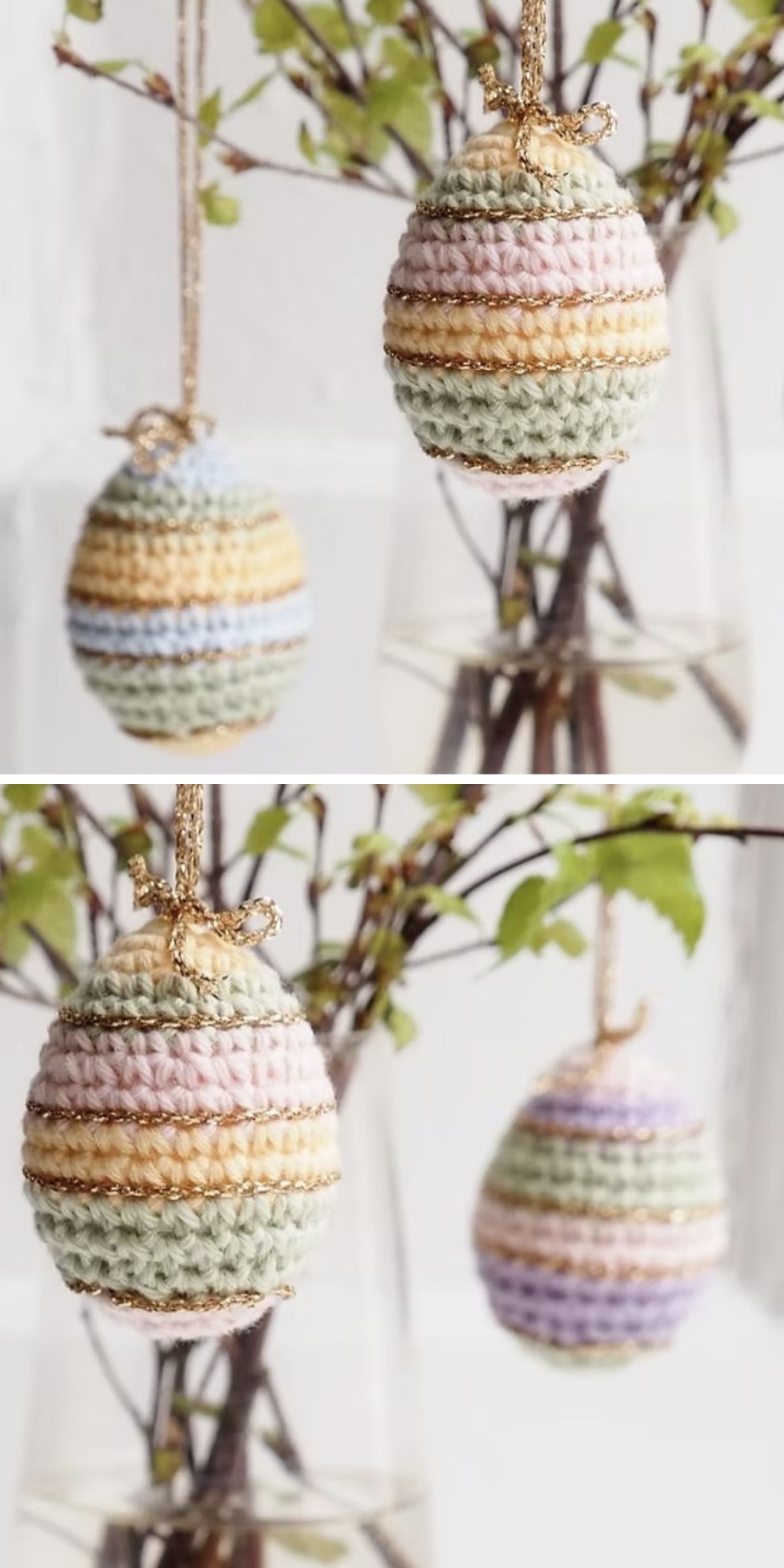 crocheted hanging Easter eggs