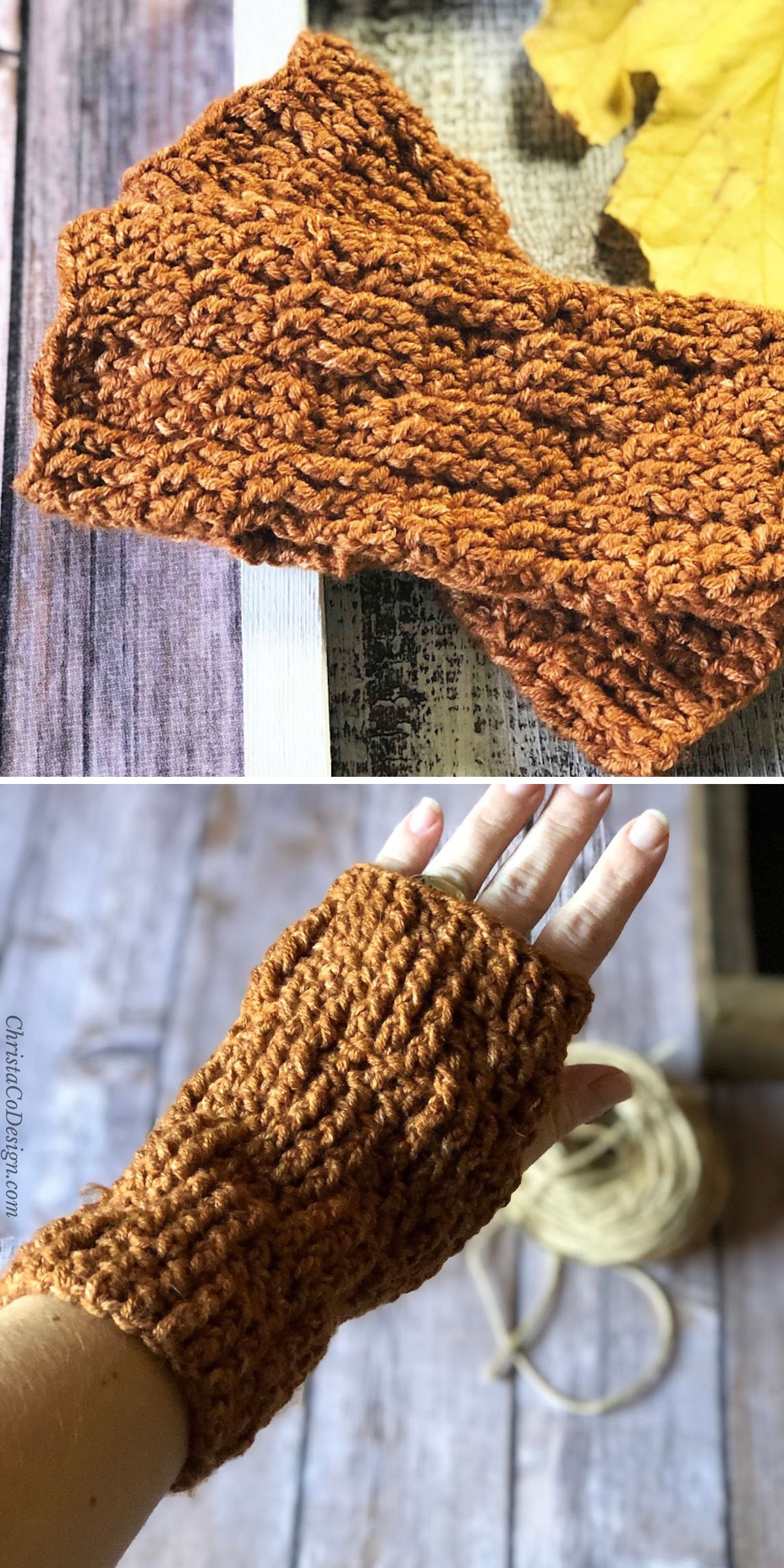 chunky crocheted fingerless gloves