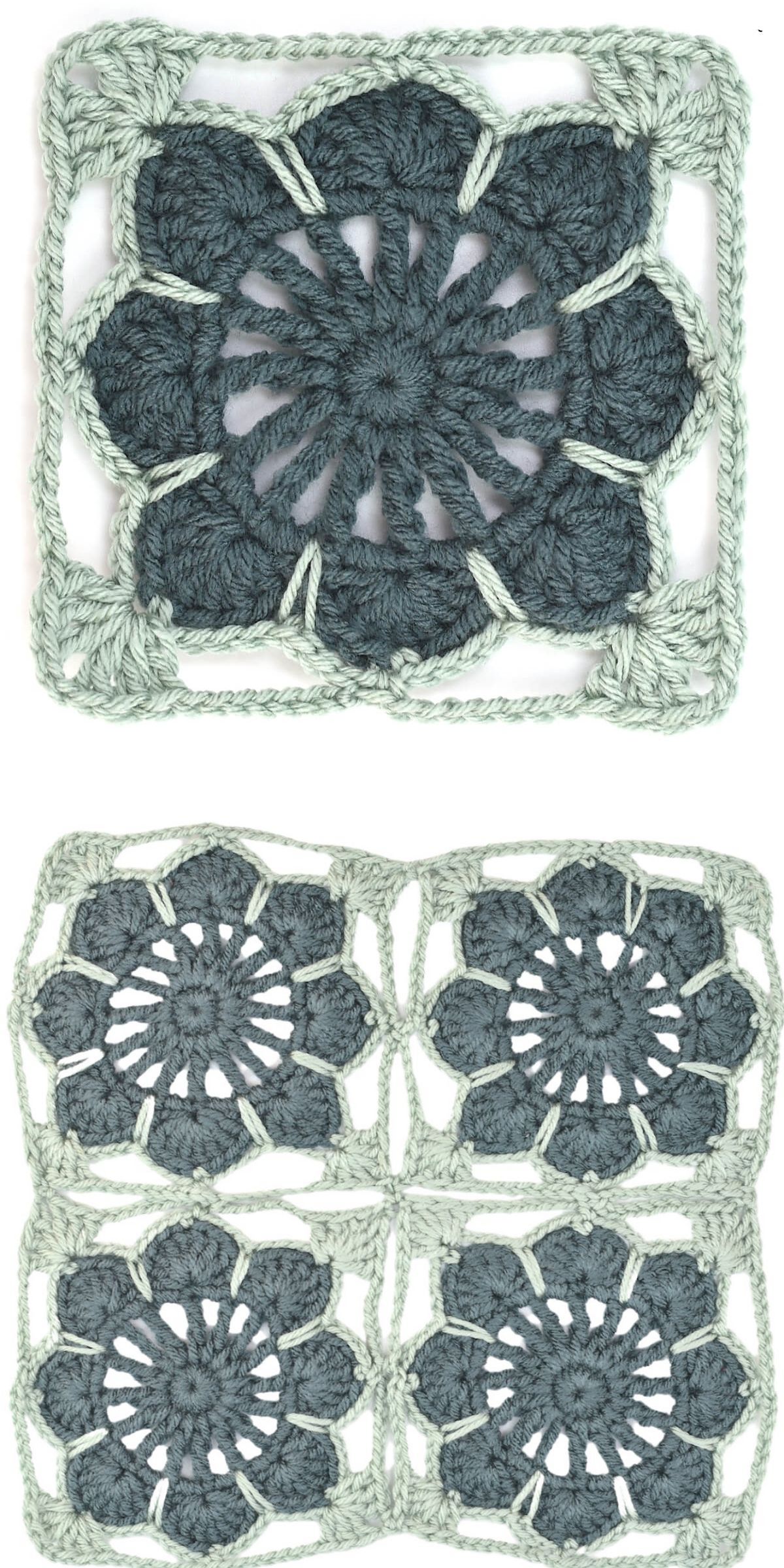 a lace flower crocheted granny square