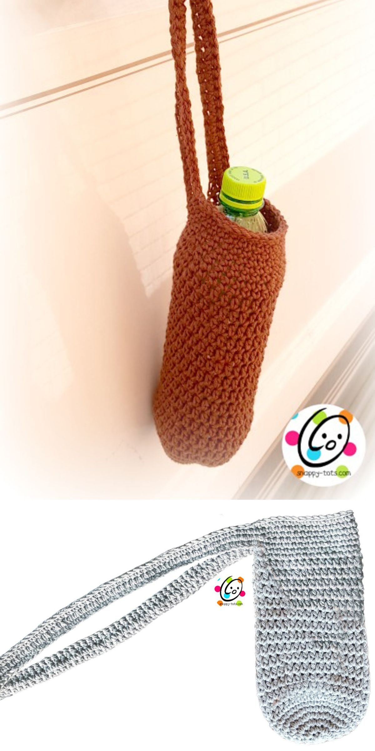 two simple crocheted bottle holders