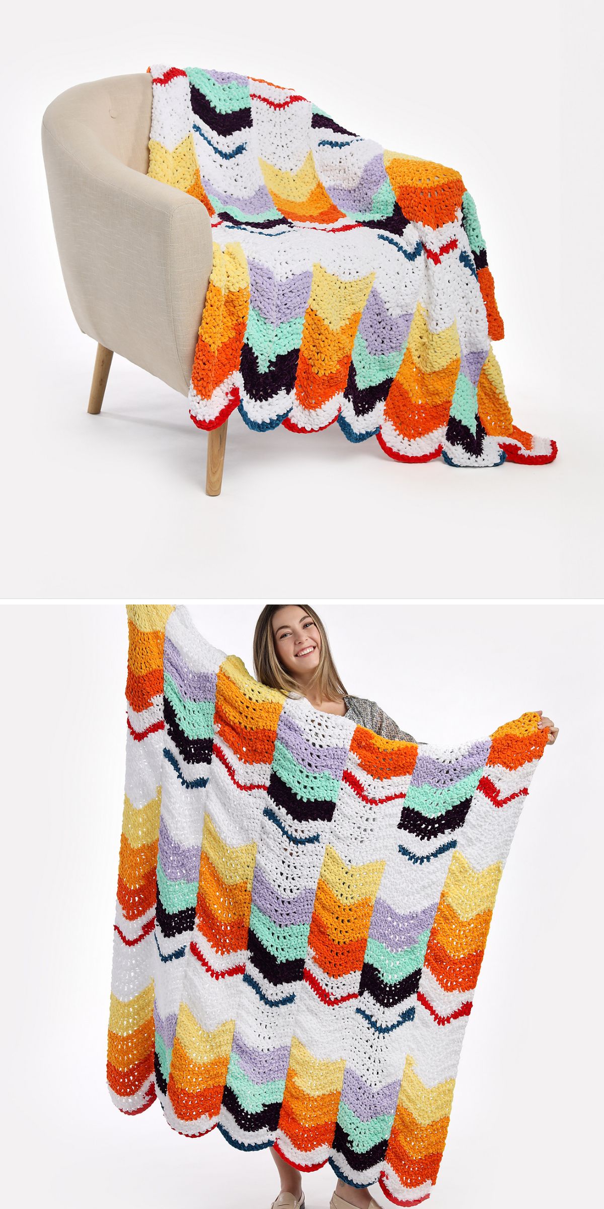 an eye-catching throw with delicate wave pattern,