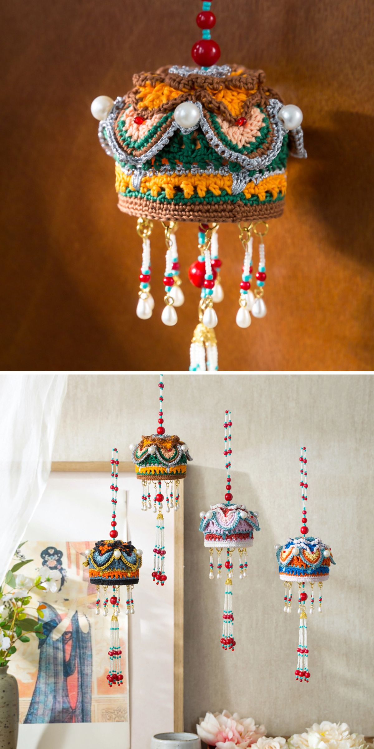 a crochet sachet holder
