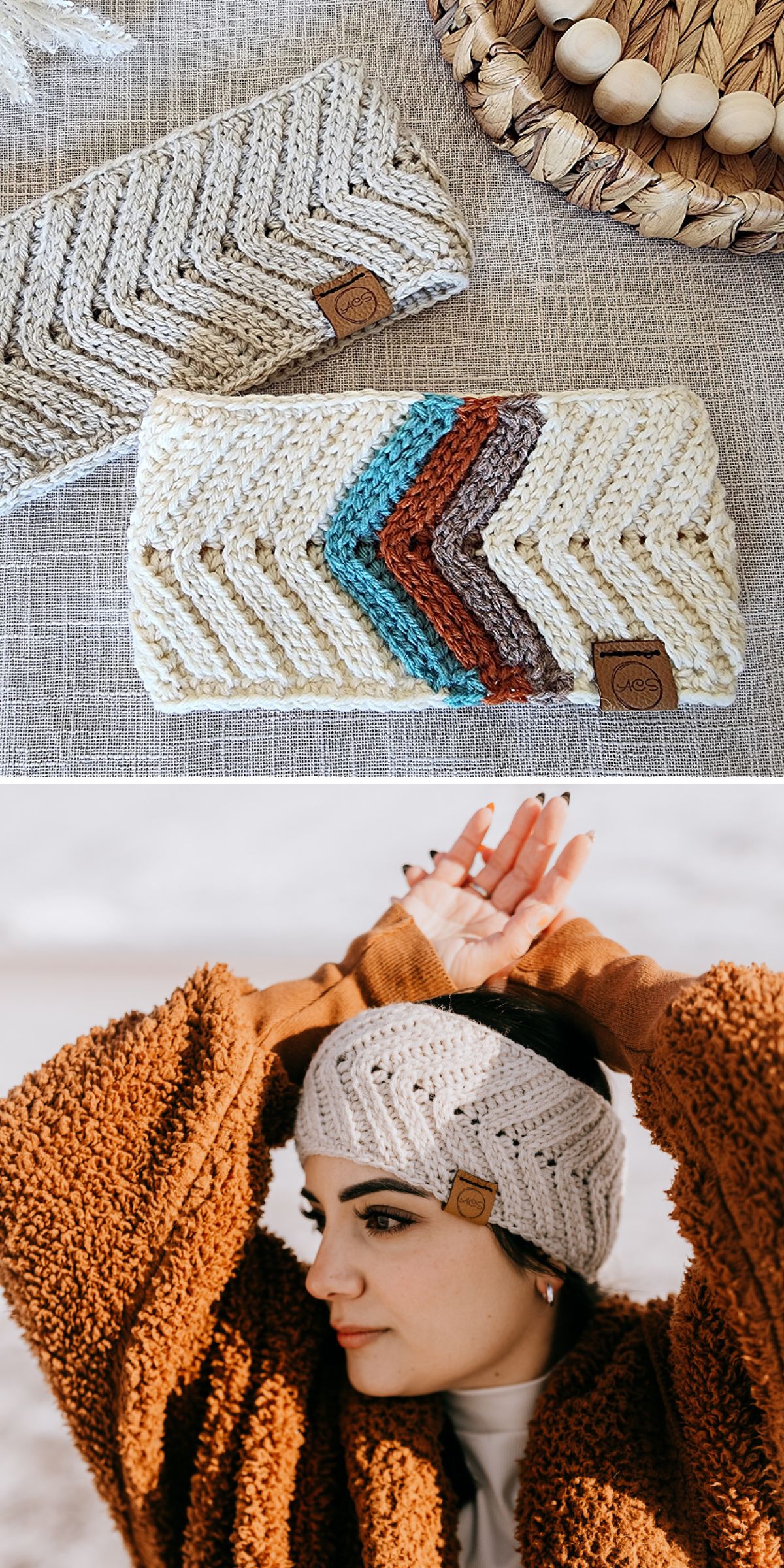 modern crochet headbands with a directional ribbing