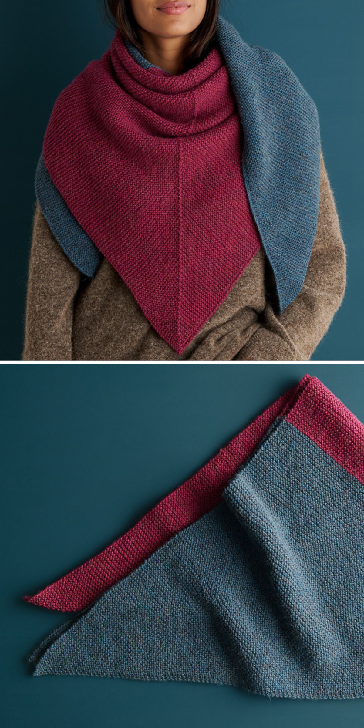 a knitted shawl with a simple solid texture