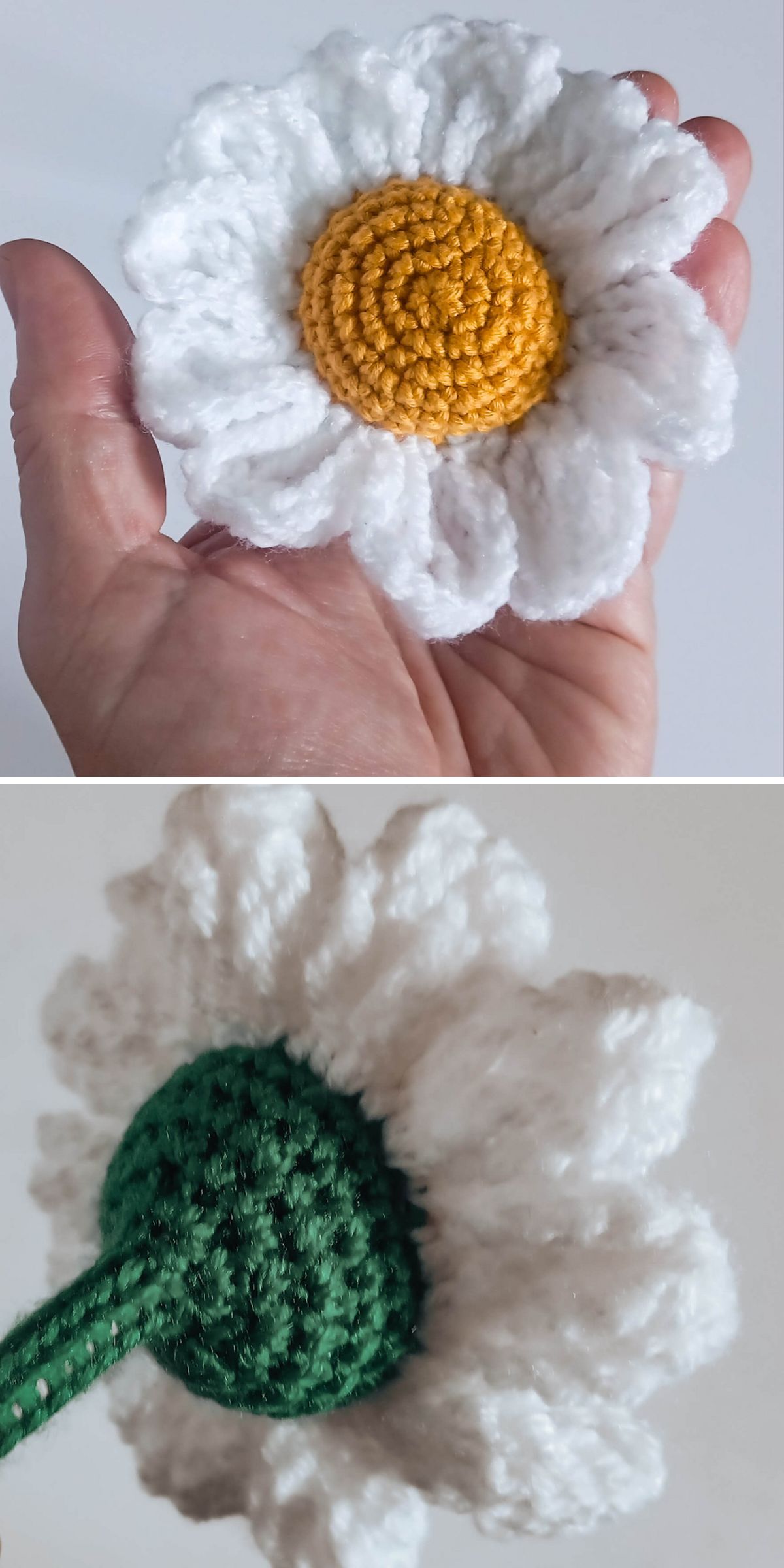 a large crocheted daisy 