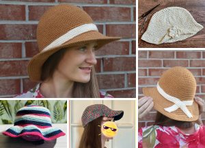 a collection of stylish crochet sun hats