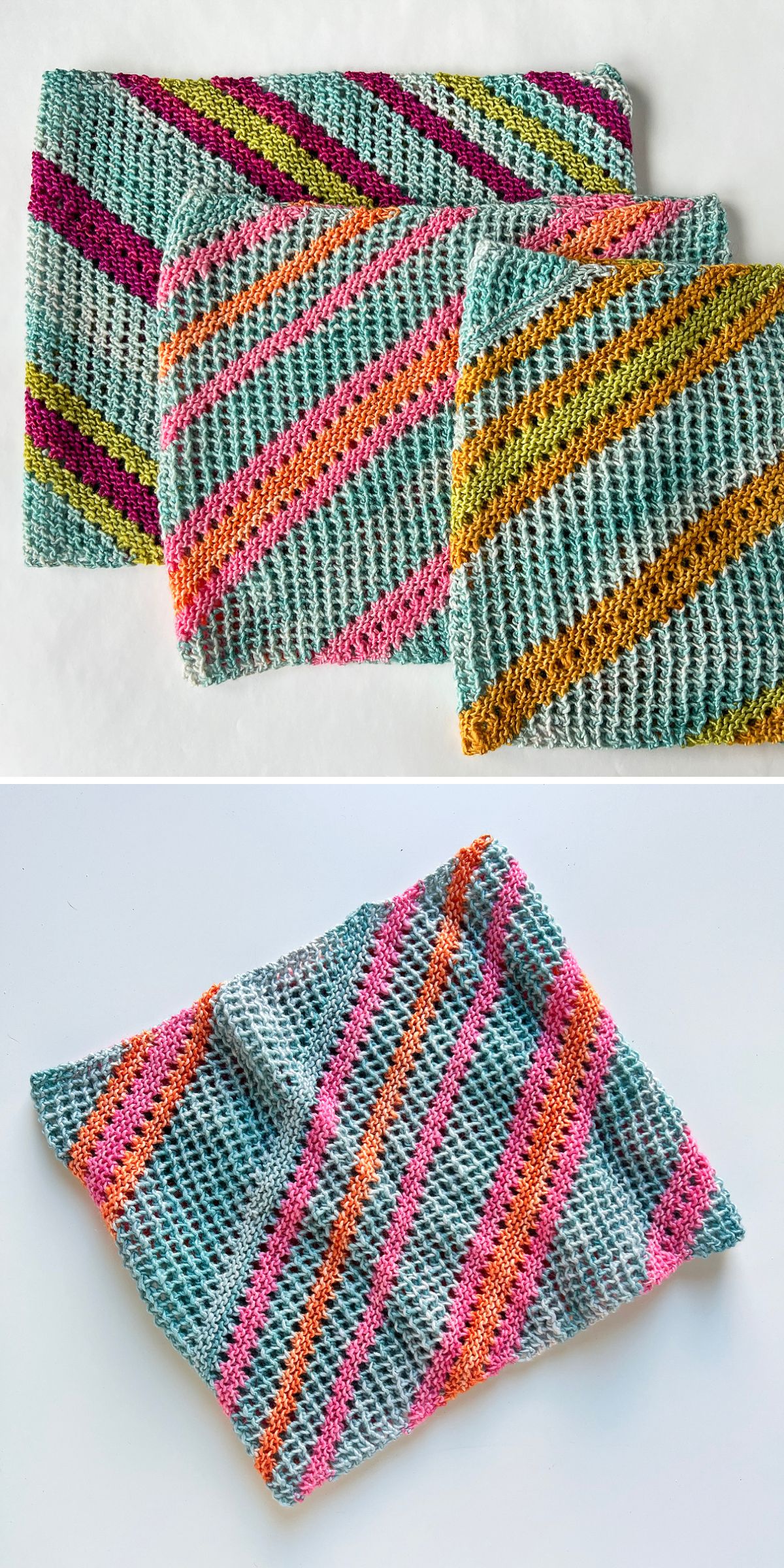 a knit cowl with a geometric design