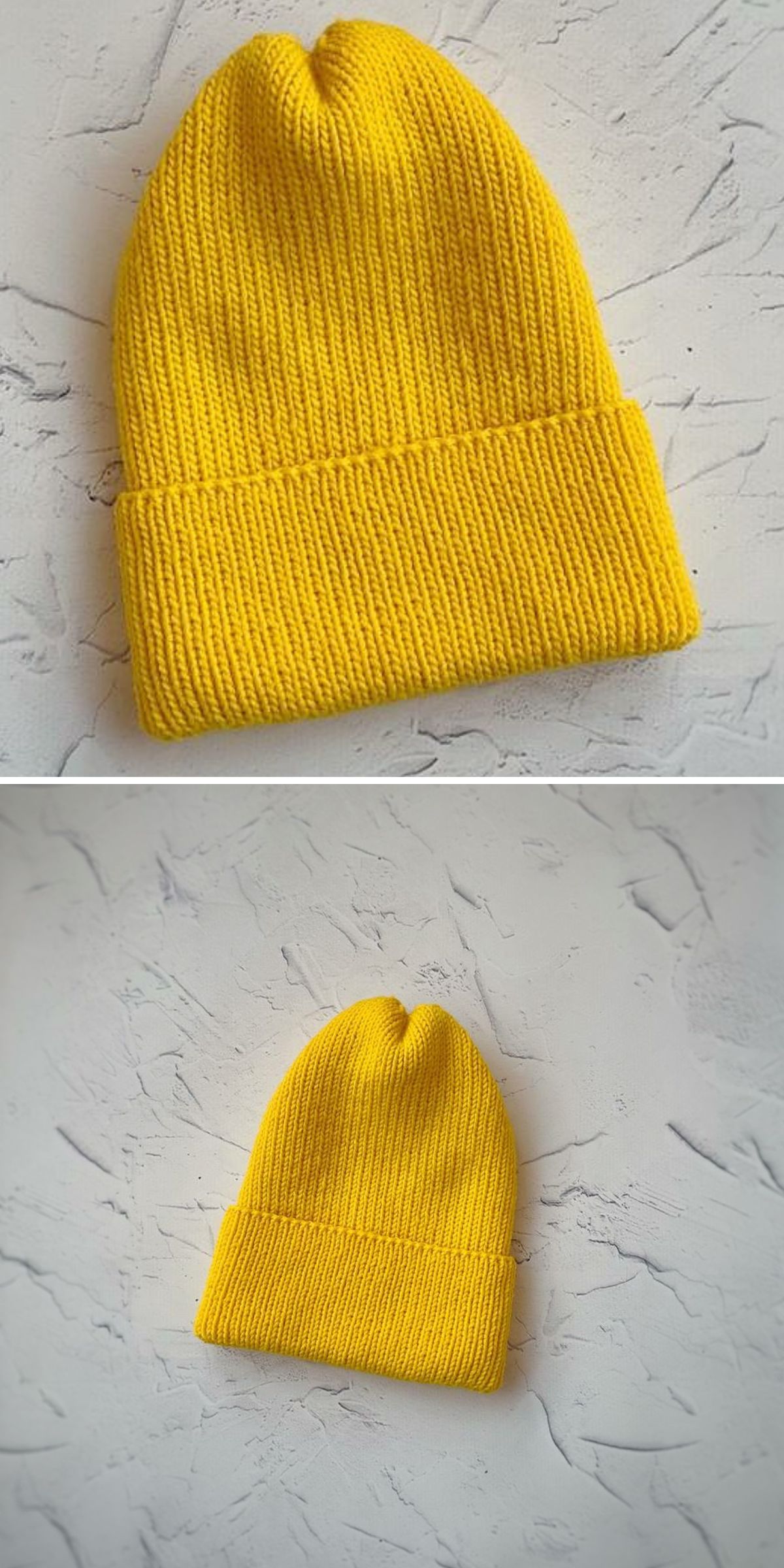 a simple knit beanie with a wide brim in a yellow color