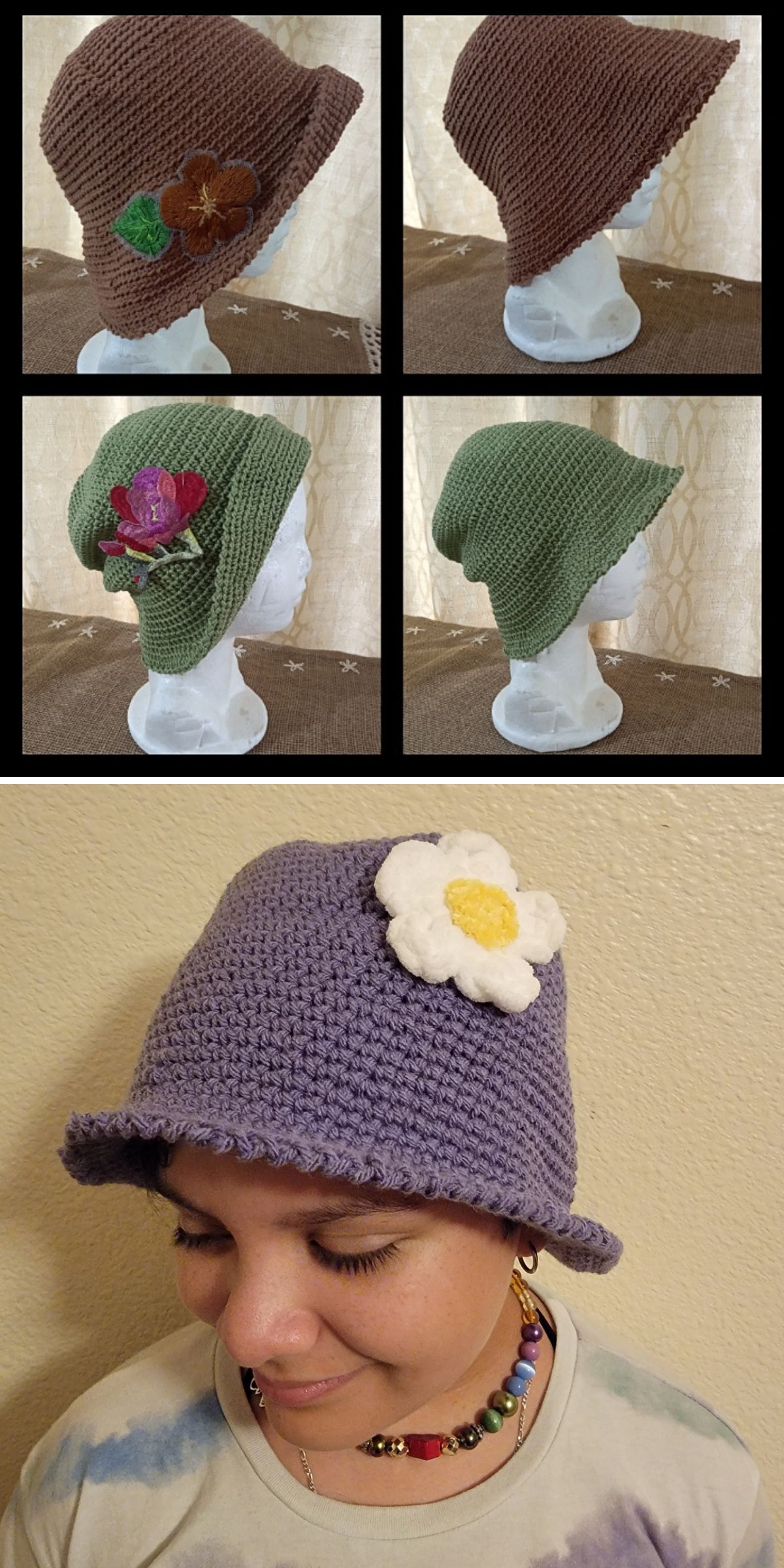 a simple bucket hat with a flower embellishment