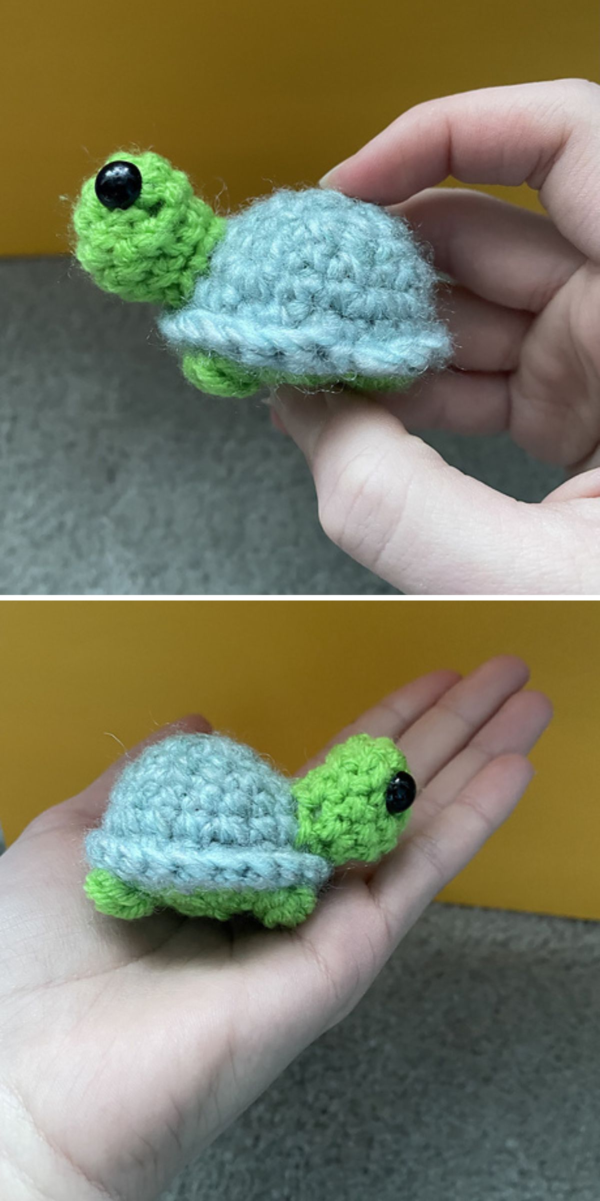 a tiny crochet turtle amigurumi