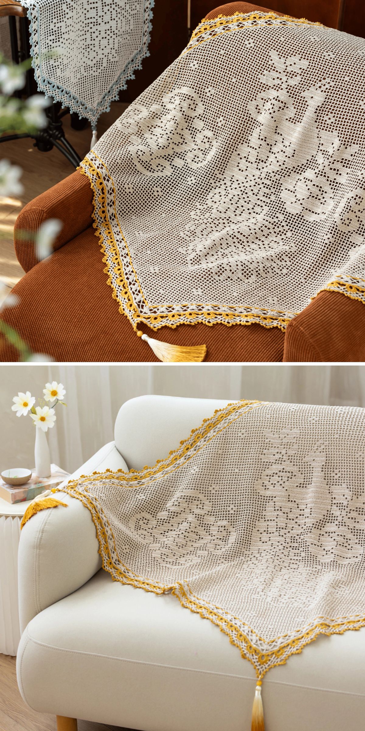 a large square doily with intricate openstitch motifs