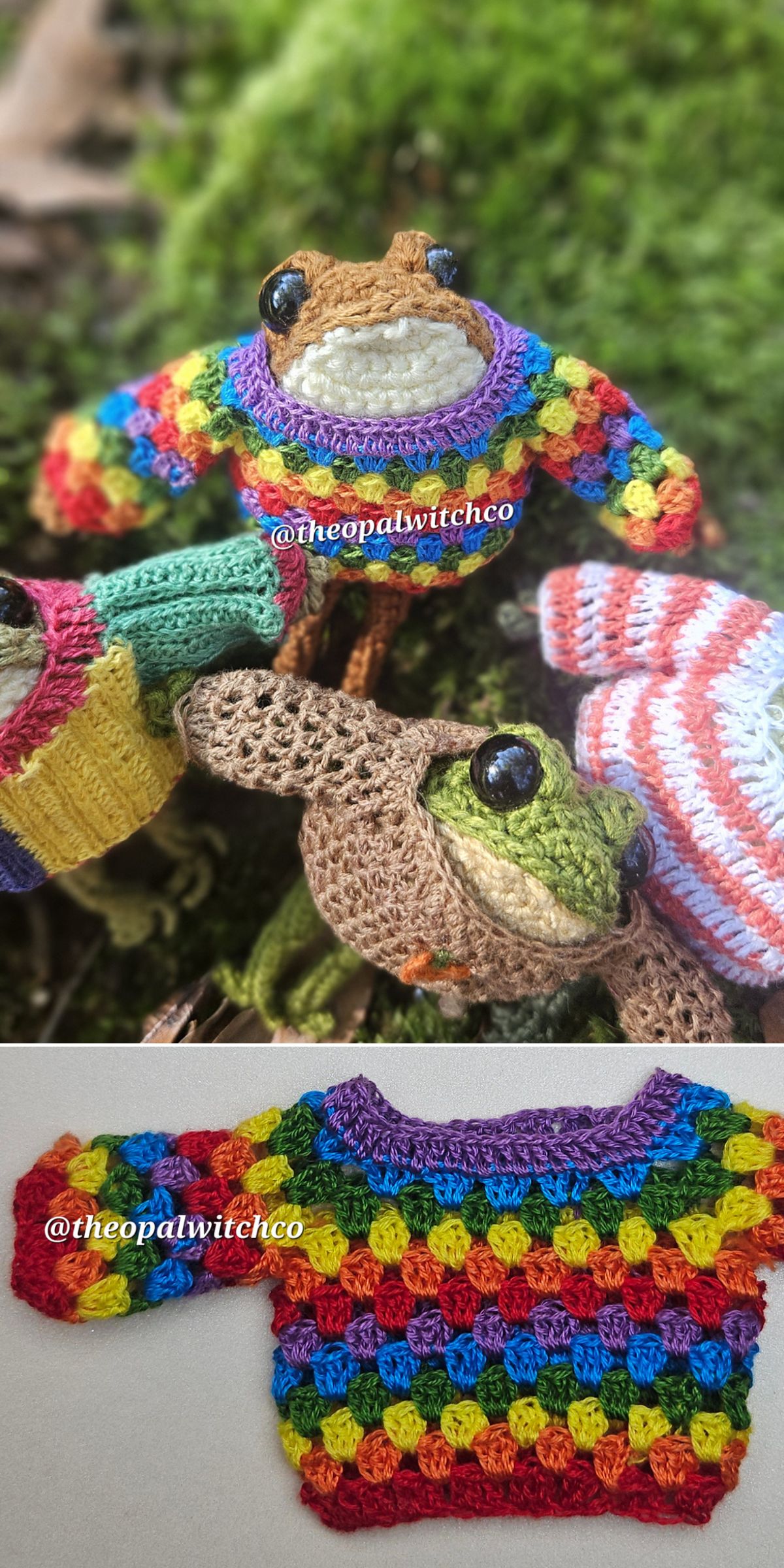 a mini crochet granny stripe sweater