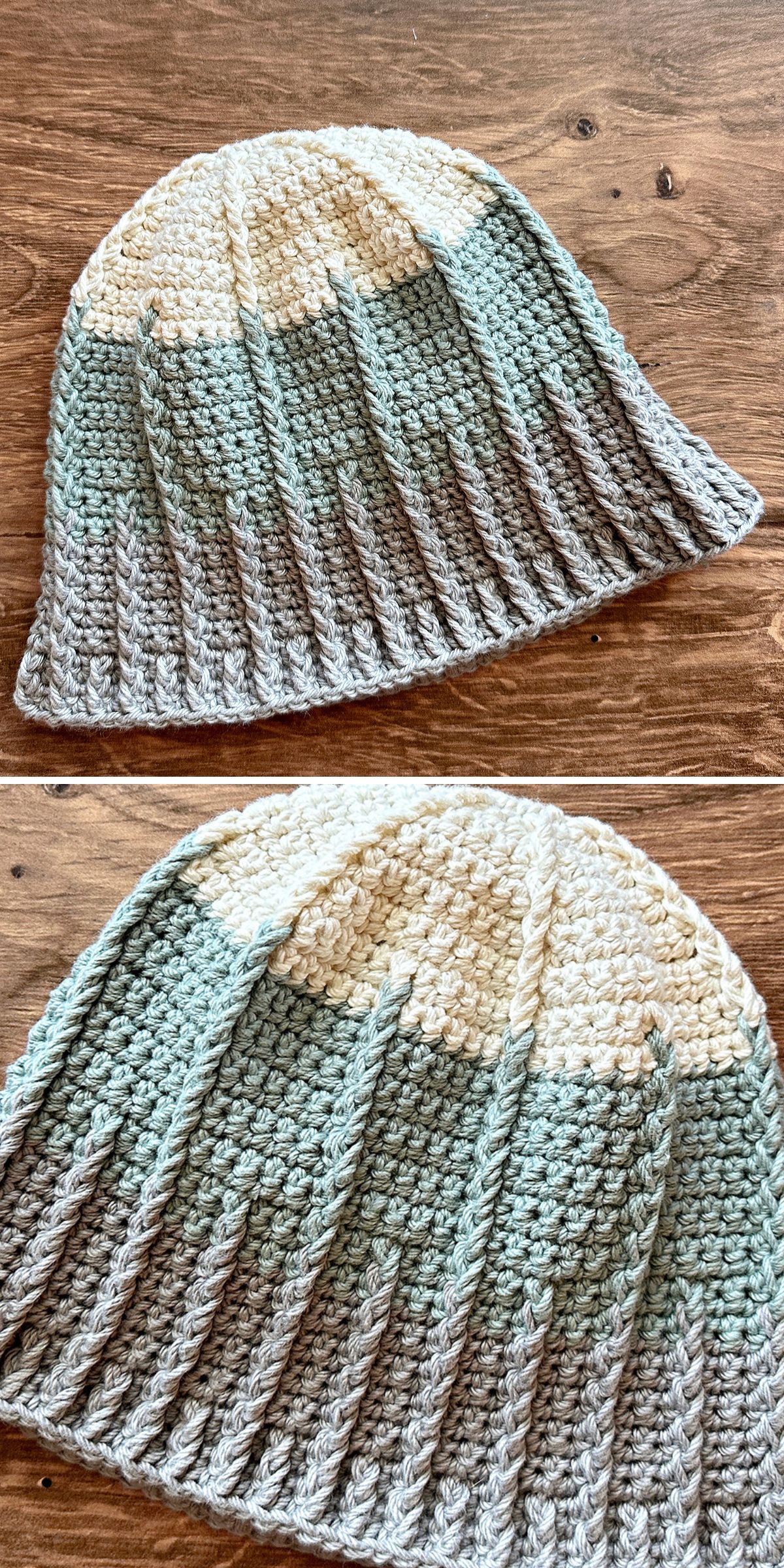 a ribbed crochet bucket hat