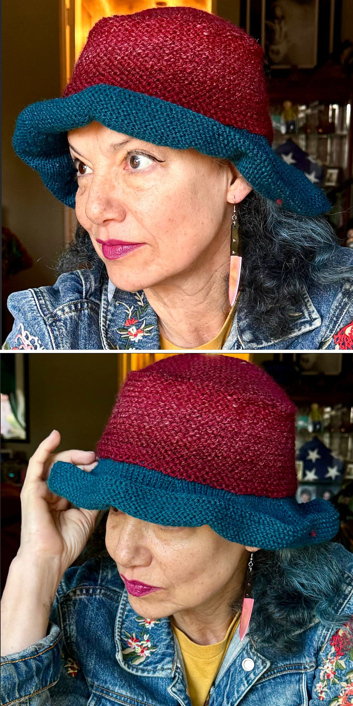 an elegant knitted wide-brim hat