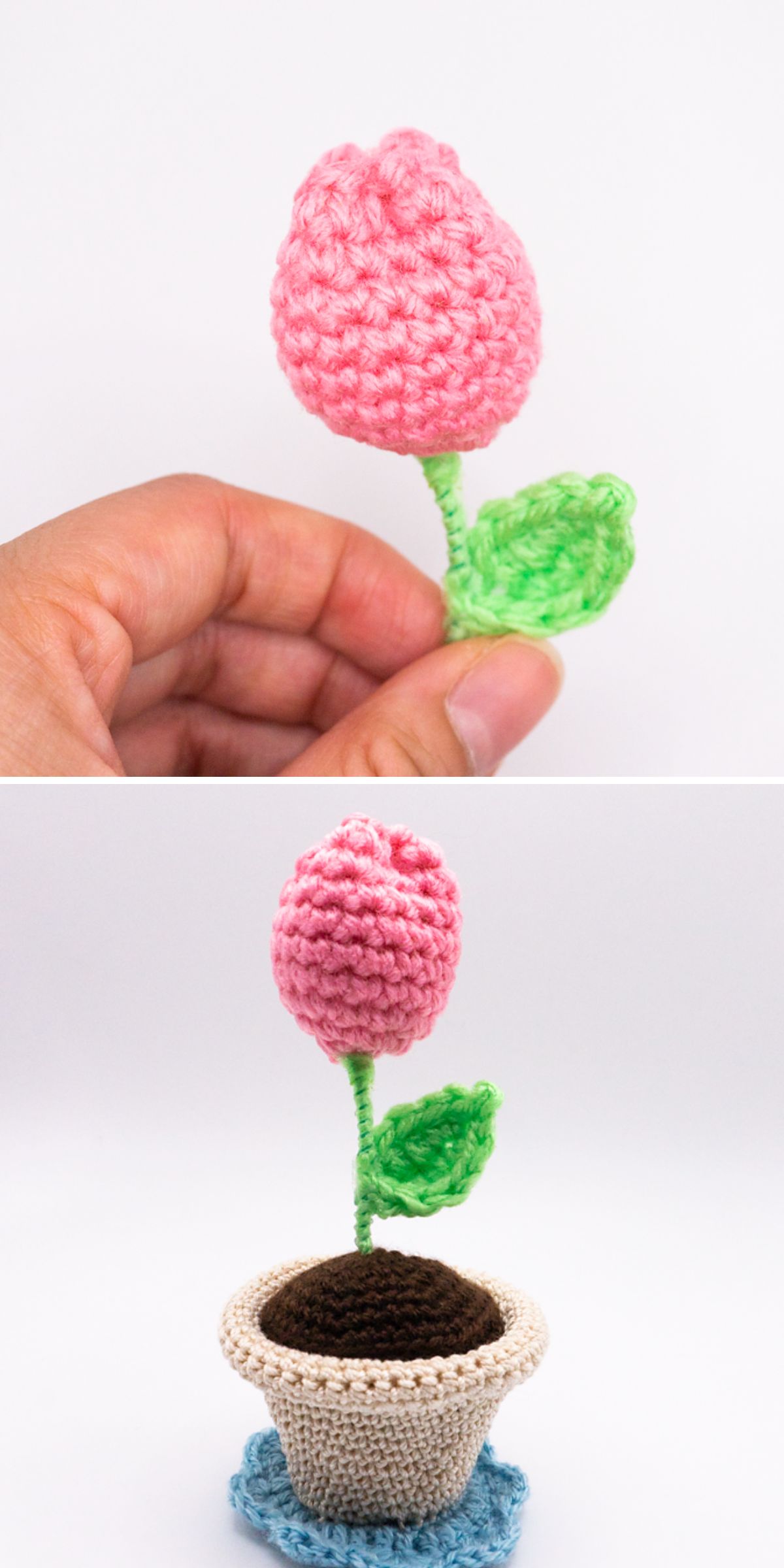 a crochet tulip bud