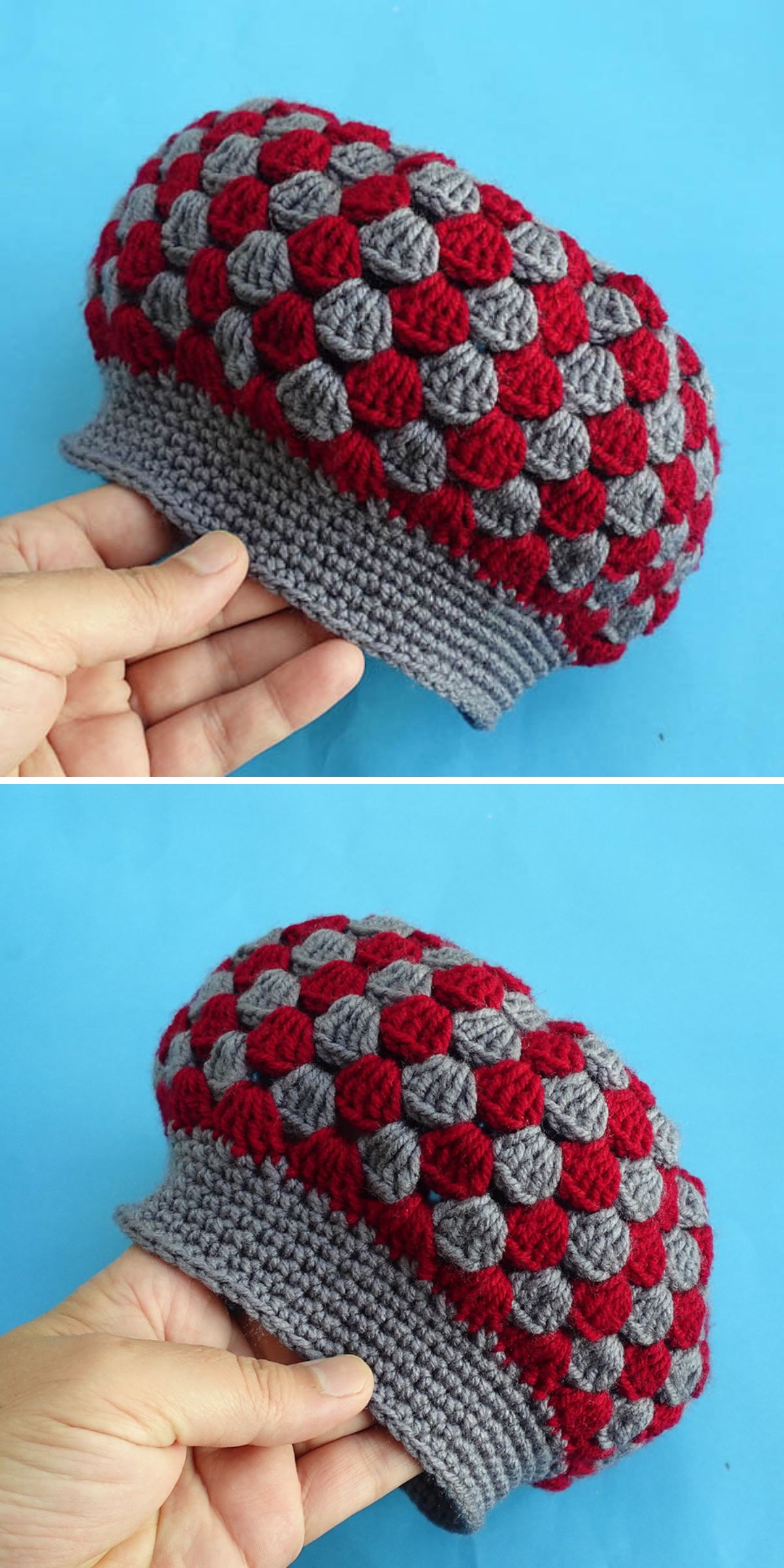 a granny stitched crochet baby hat
