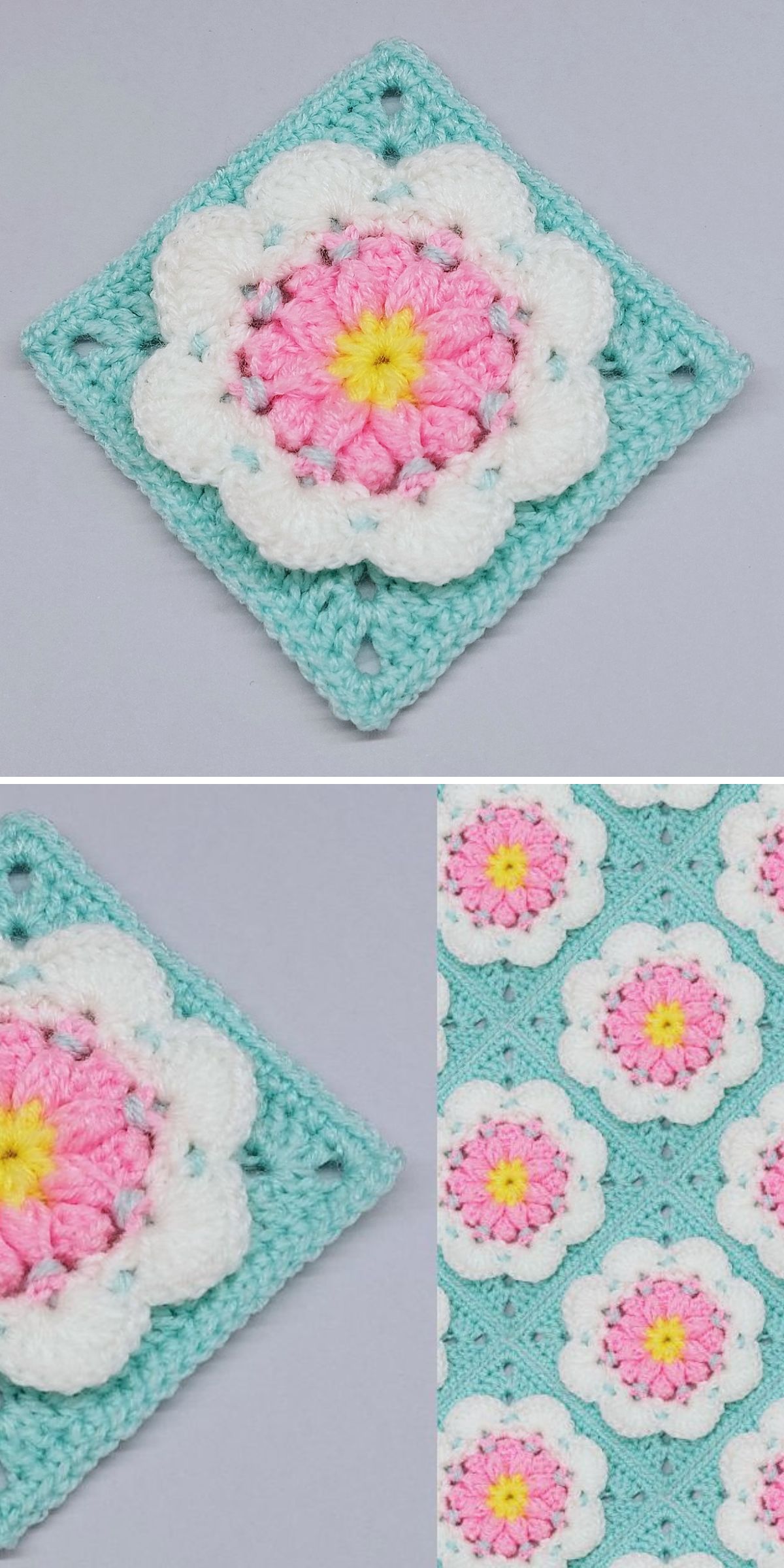 a vibrant flower granny square