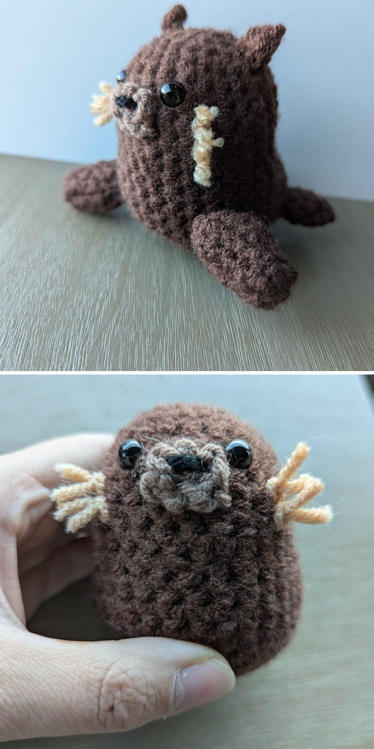 a cute small crochet sea lion
