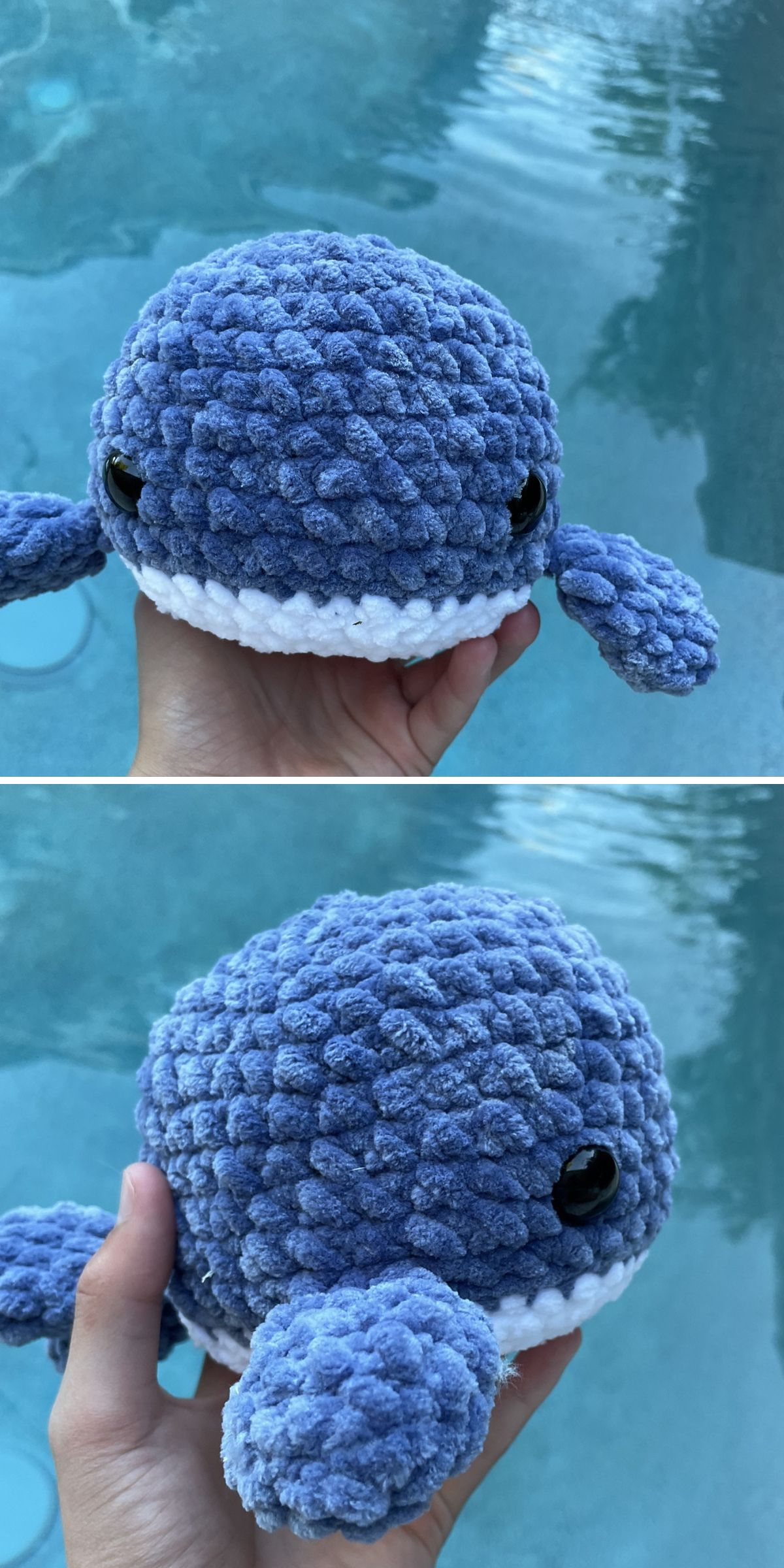 a chubby crochet whale soft toy