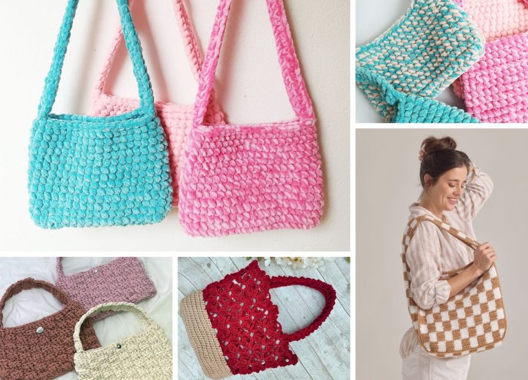 stylish and colorful crochet shoulder bags