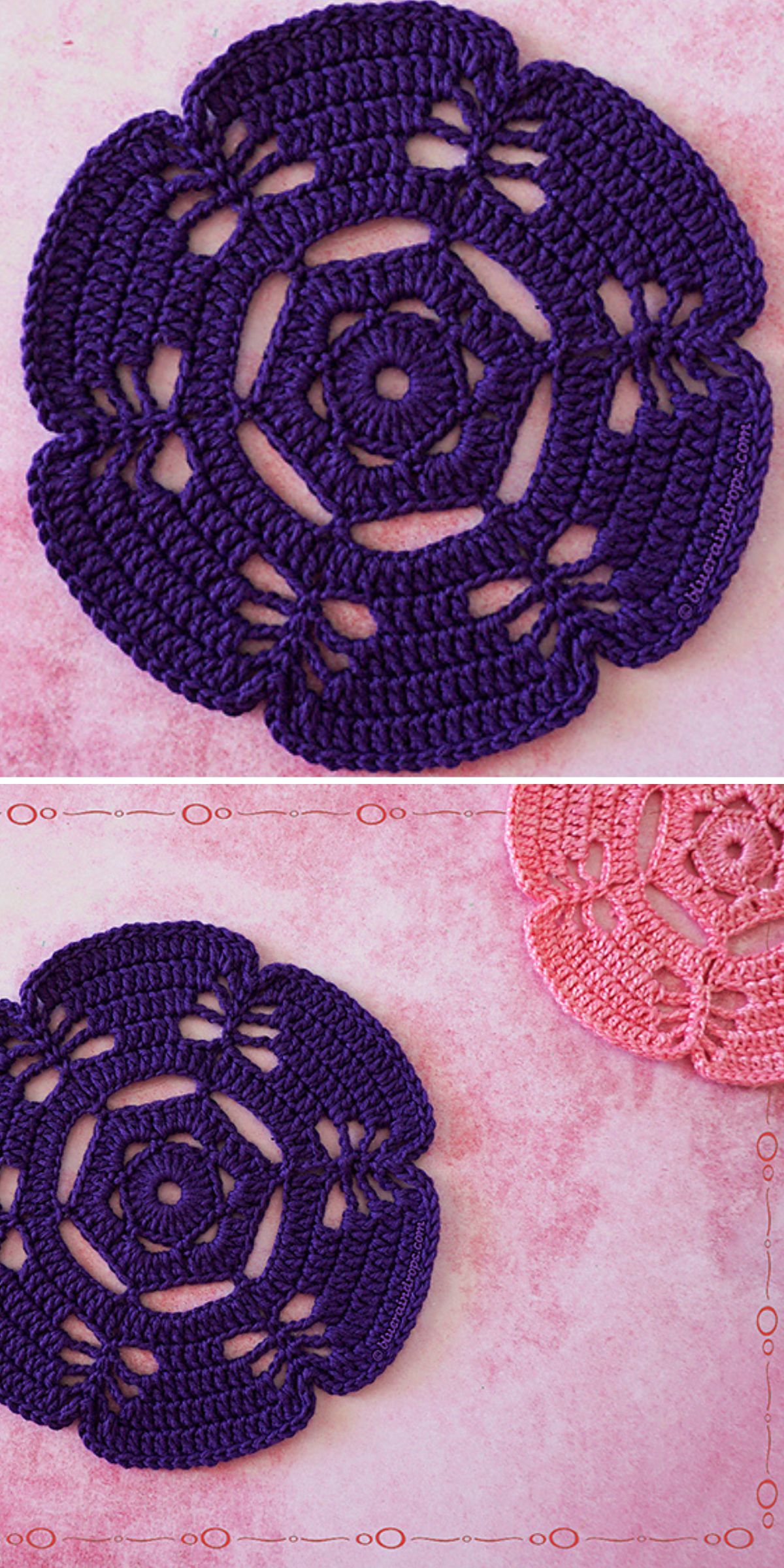 lace crochet coasters shaped like flowers