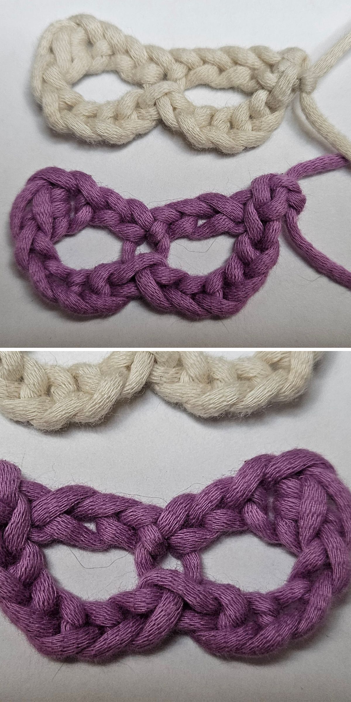 crochet doll masks in white-cream and purple color