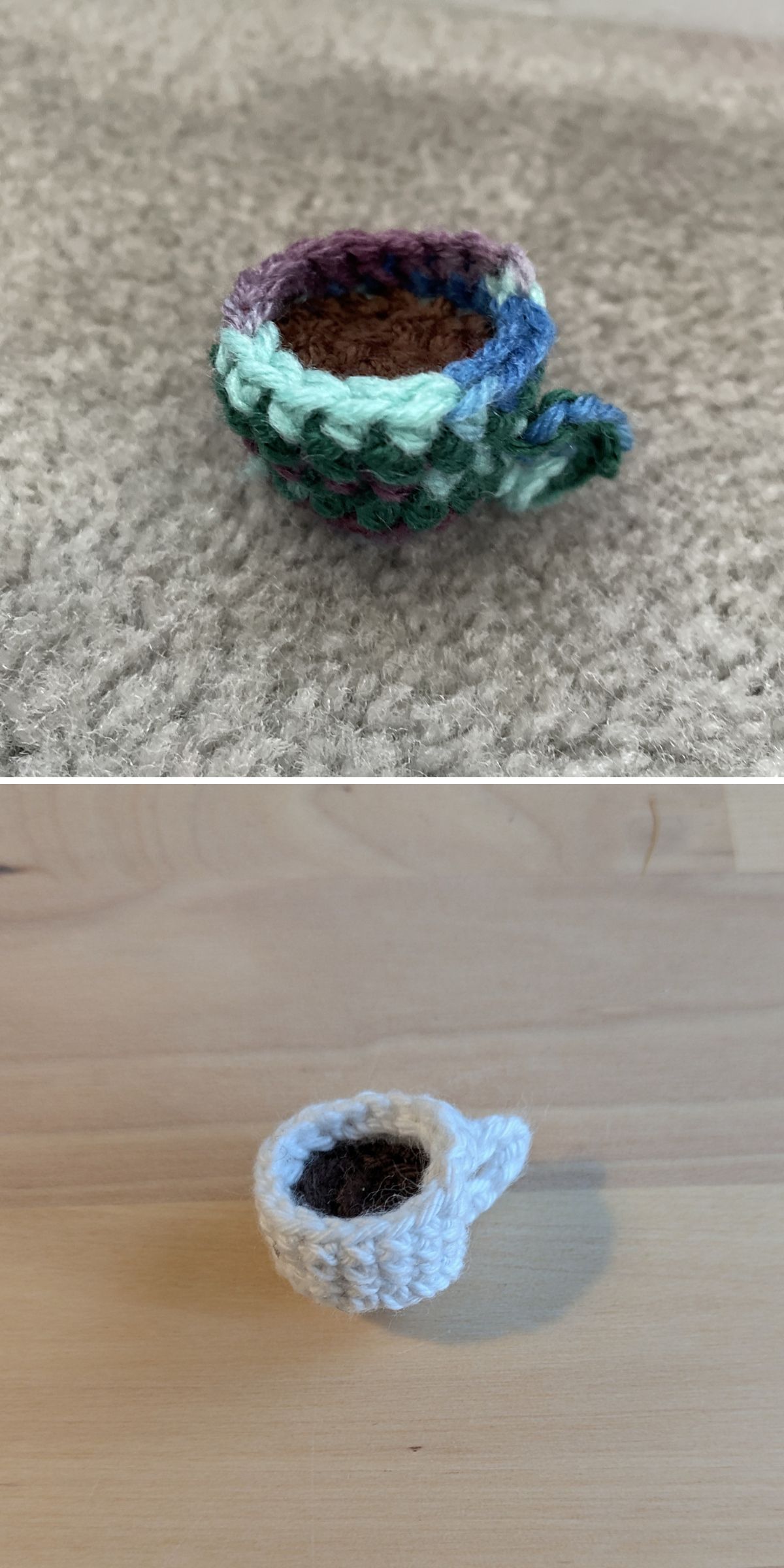 a tiny crochet cup of coffee 