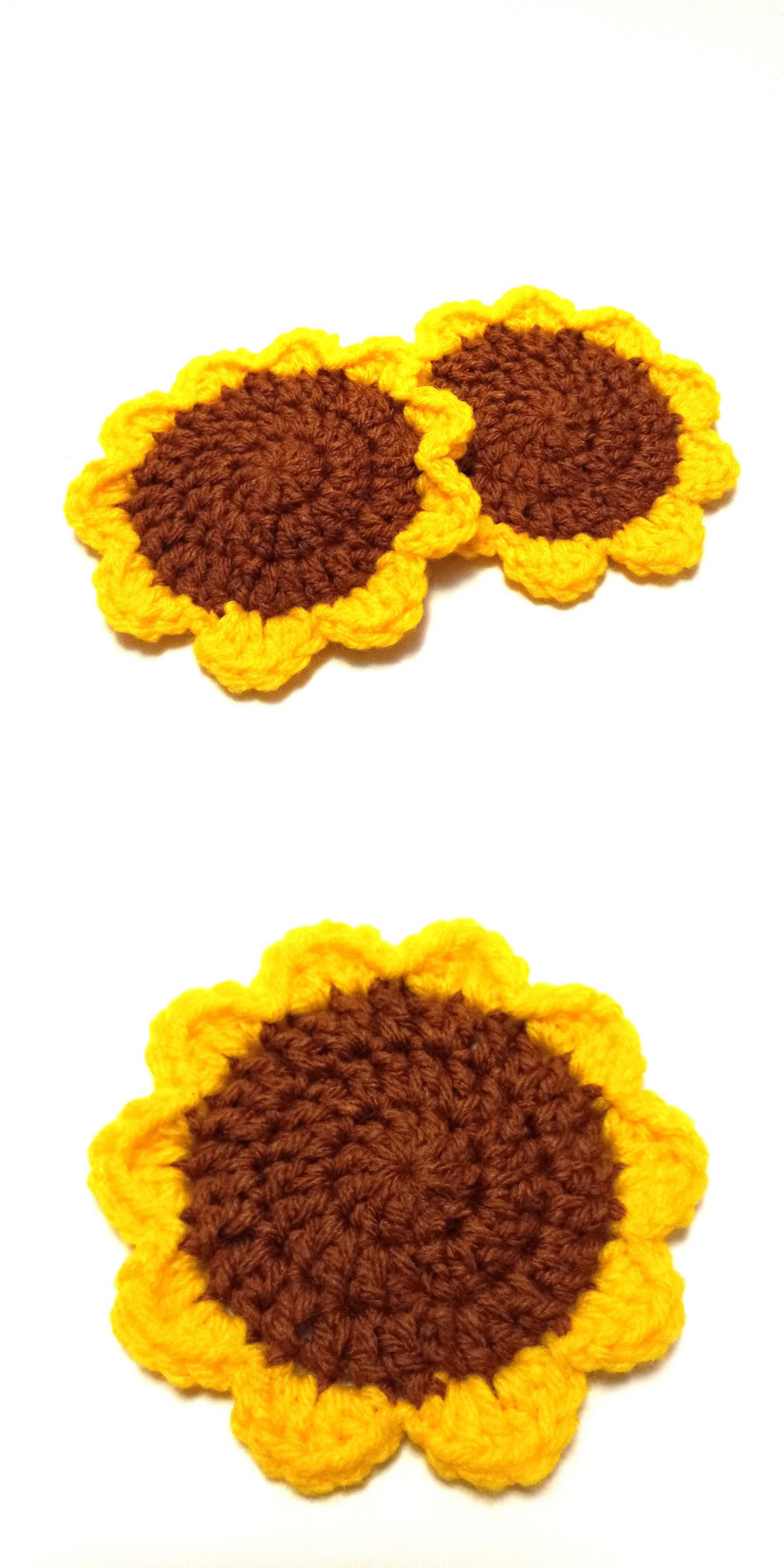 crochet sunflower coasters