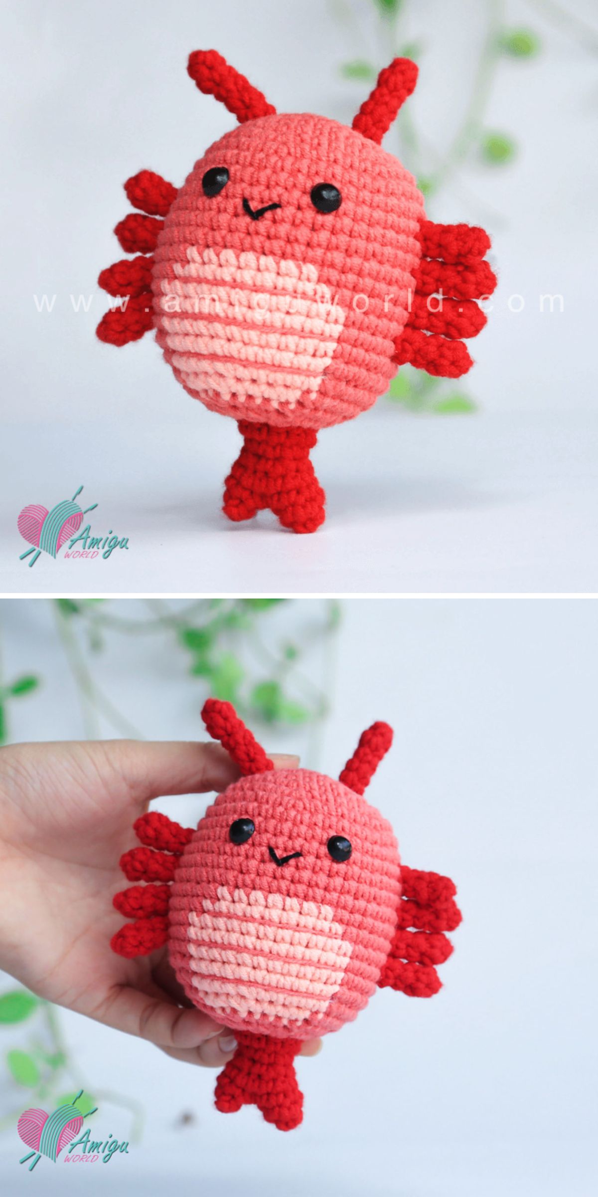 a crochet crayfish amigurumi