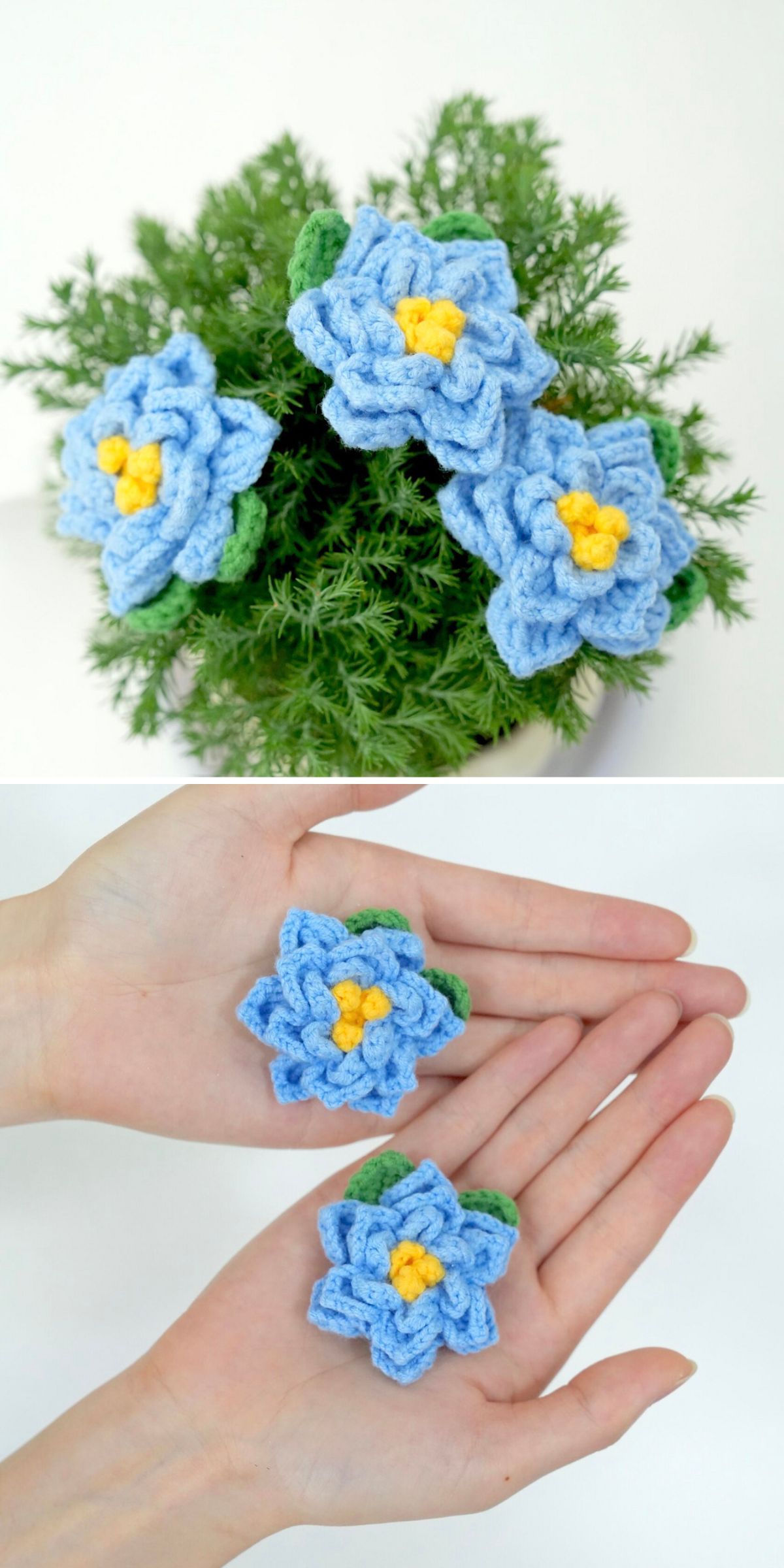 a crochet gardenia flower applique 