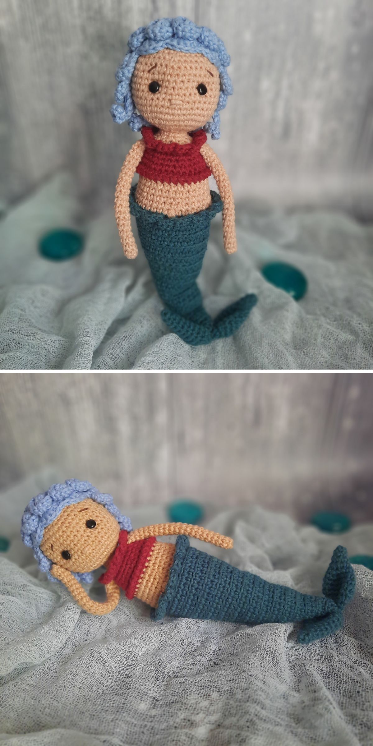 a cute crocheted mermaid doll