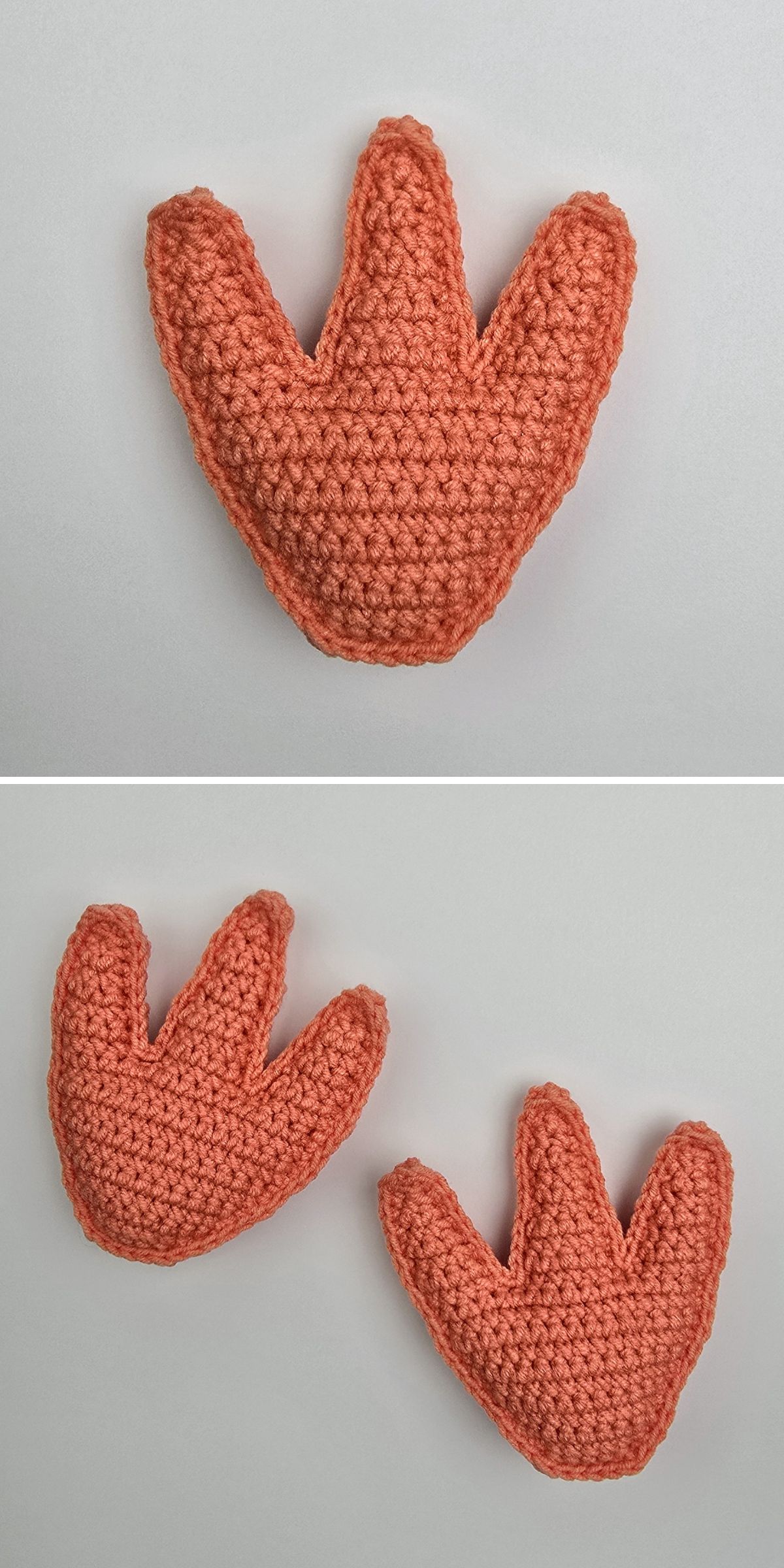 a dinosaur foot-shaped crochet pillow