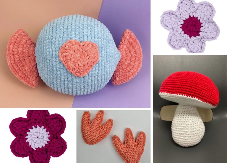 a collection of fun and colorful crochet pillows