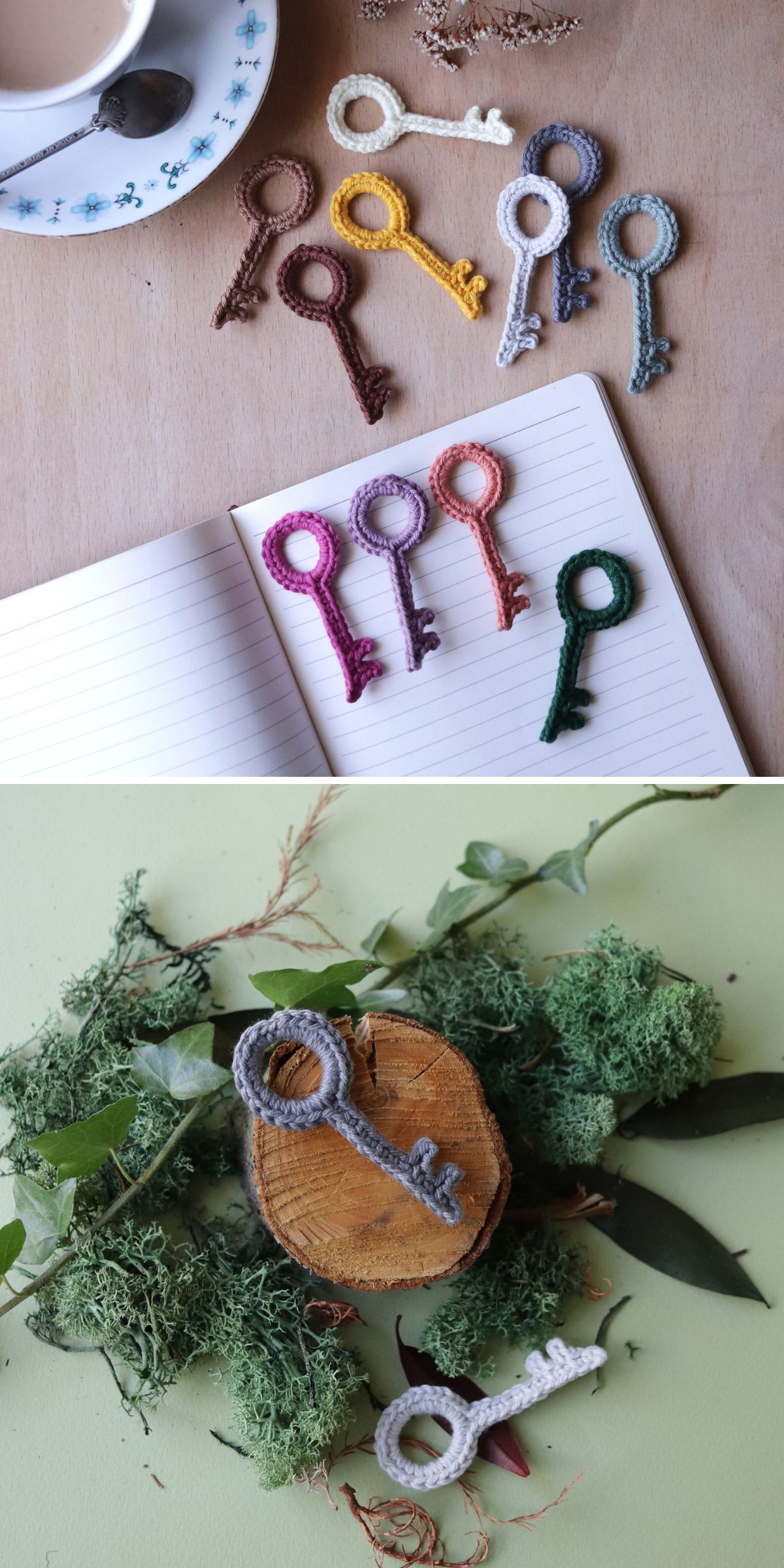 a set of crochet key appliques