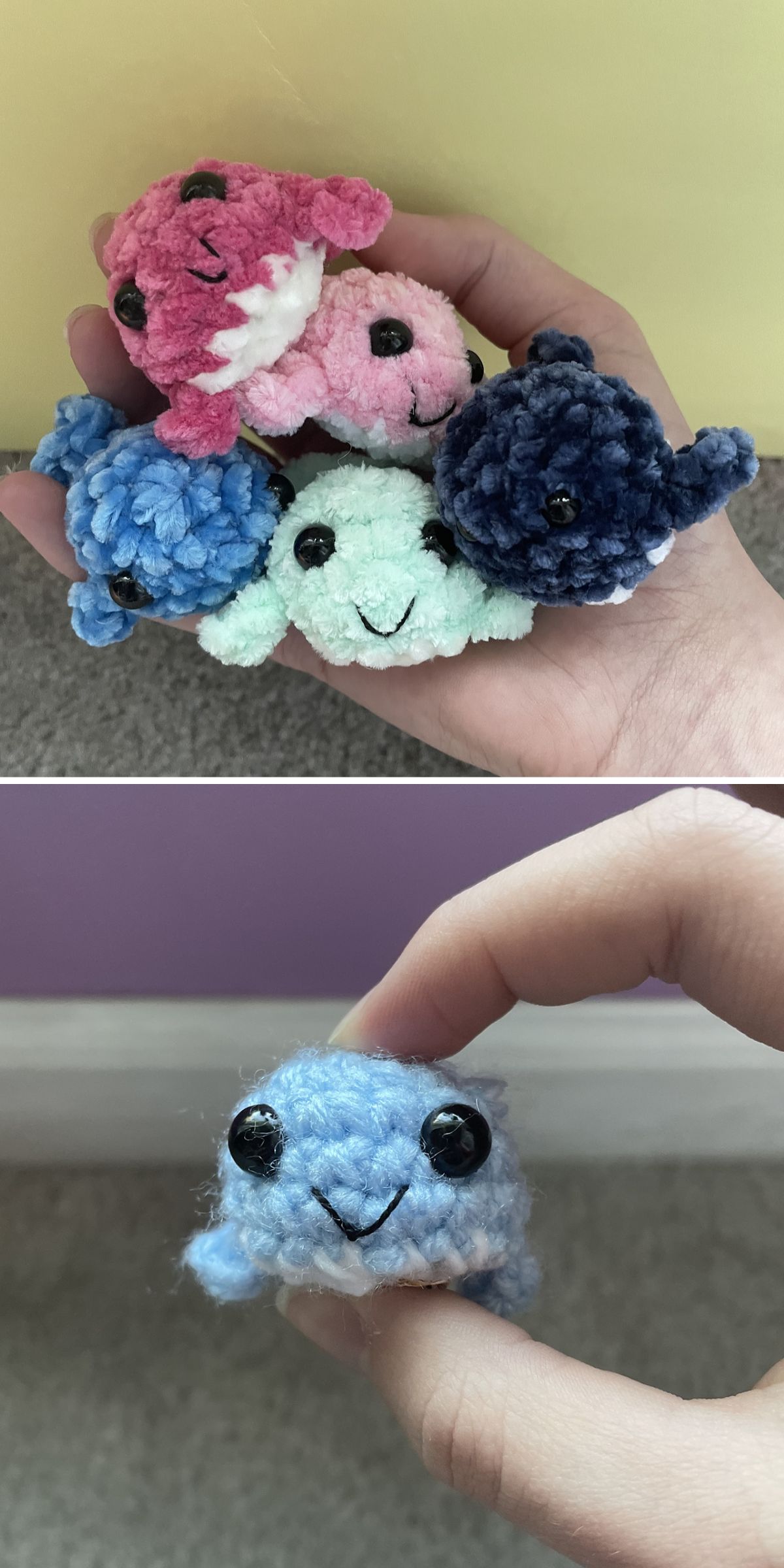 tiny crochet whales