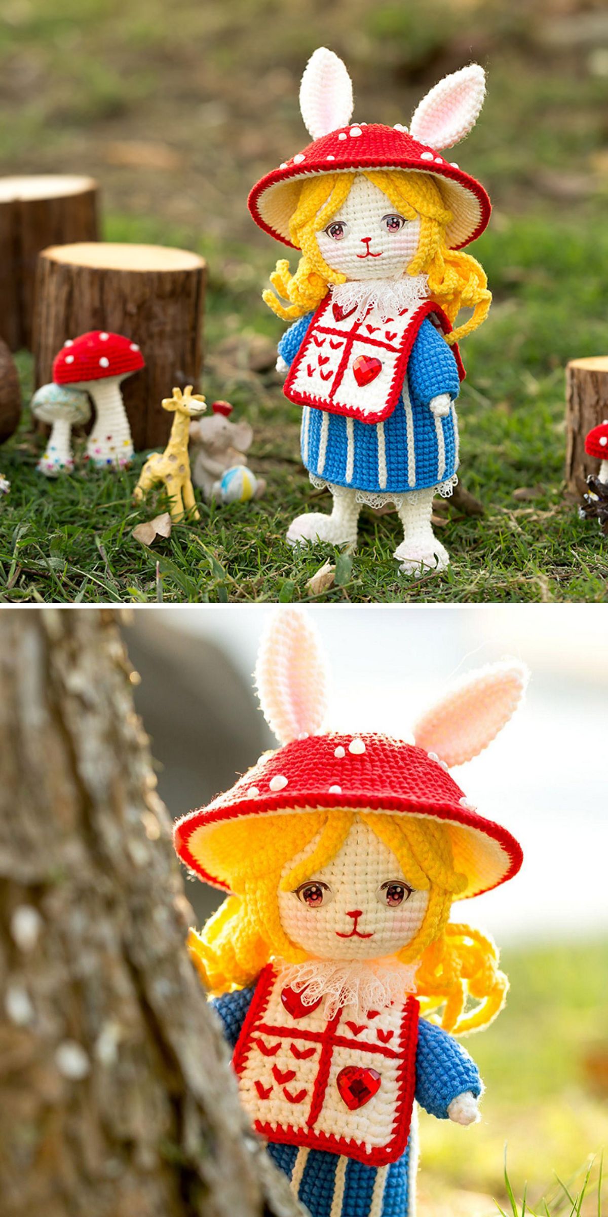 a whimsical crochet bunny doll 