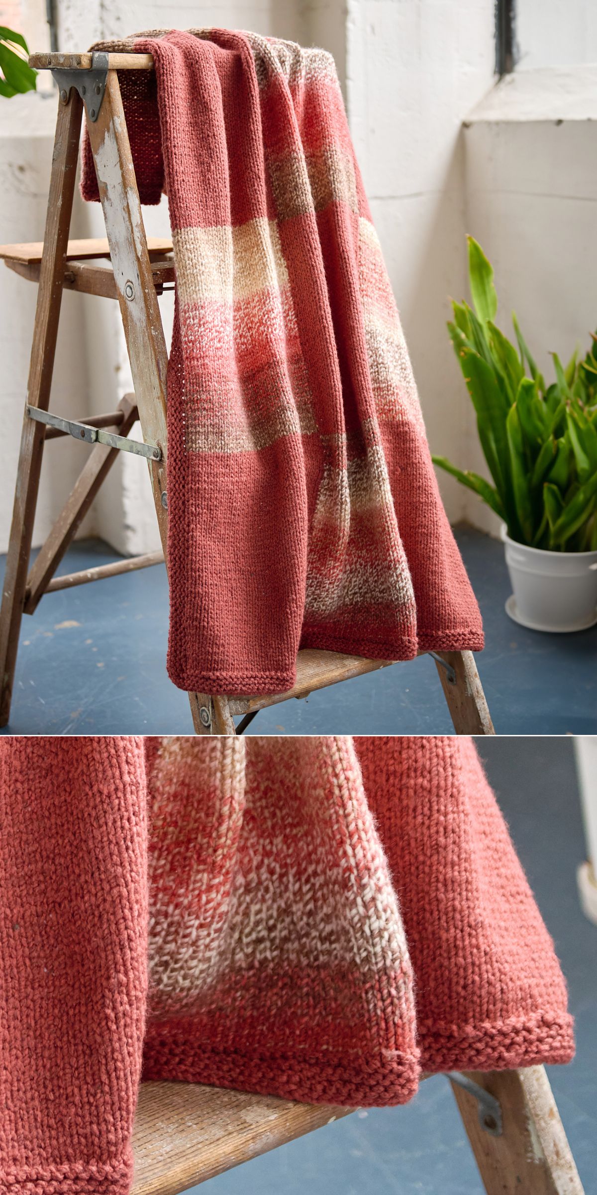 a stylish knitted blanket with ombre colorway